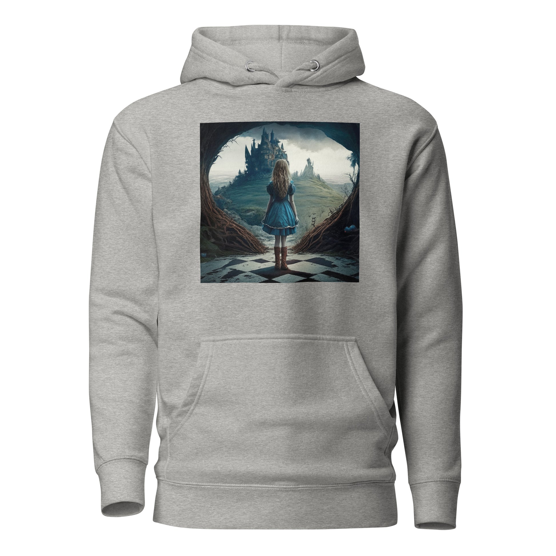 Alice Entering Wonderland Women's Fantasy Graphic Hoodie Carbon Grey