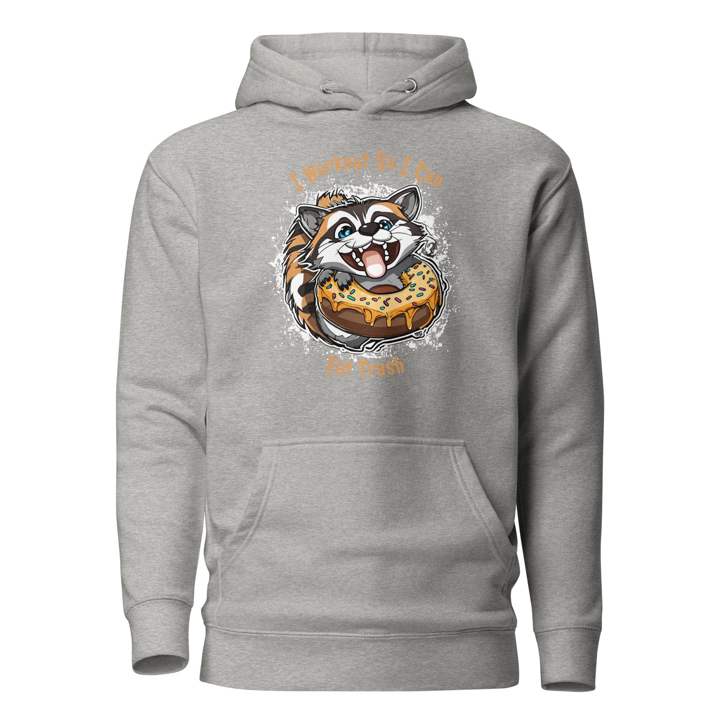 Raccoon Workout Women's Funny Hoodie Carbon Grey