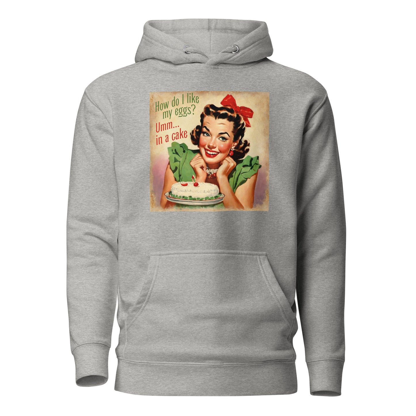 How Do I Like My Eggs? Umm... In a Cake! Women's Funny Hoodie Carbon Grey