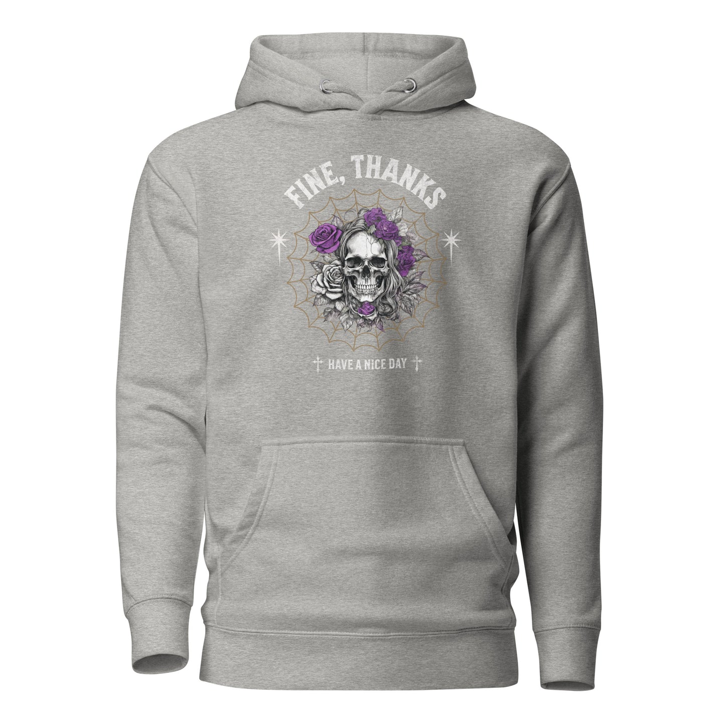 Fine Thanks Skull Women's Funny Hoodie Carbon Grey