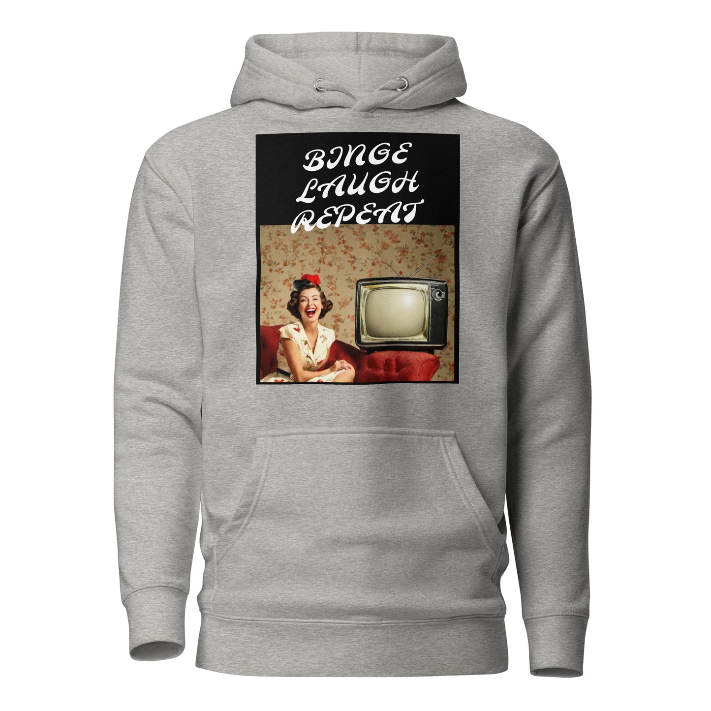 Binge Laugh Repeat Women's Funny Hoodie Carbon Grey