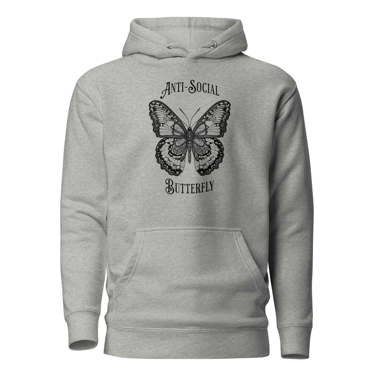 Anti-Social Butterfly Women's Funny Hoodie Carbon Grey