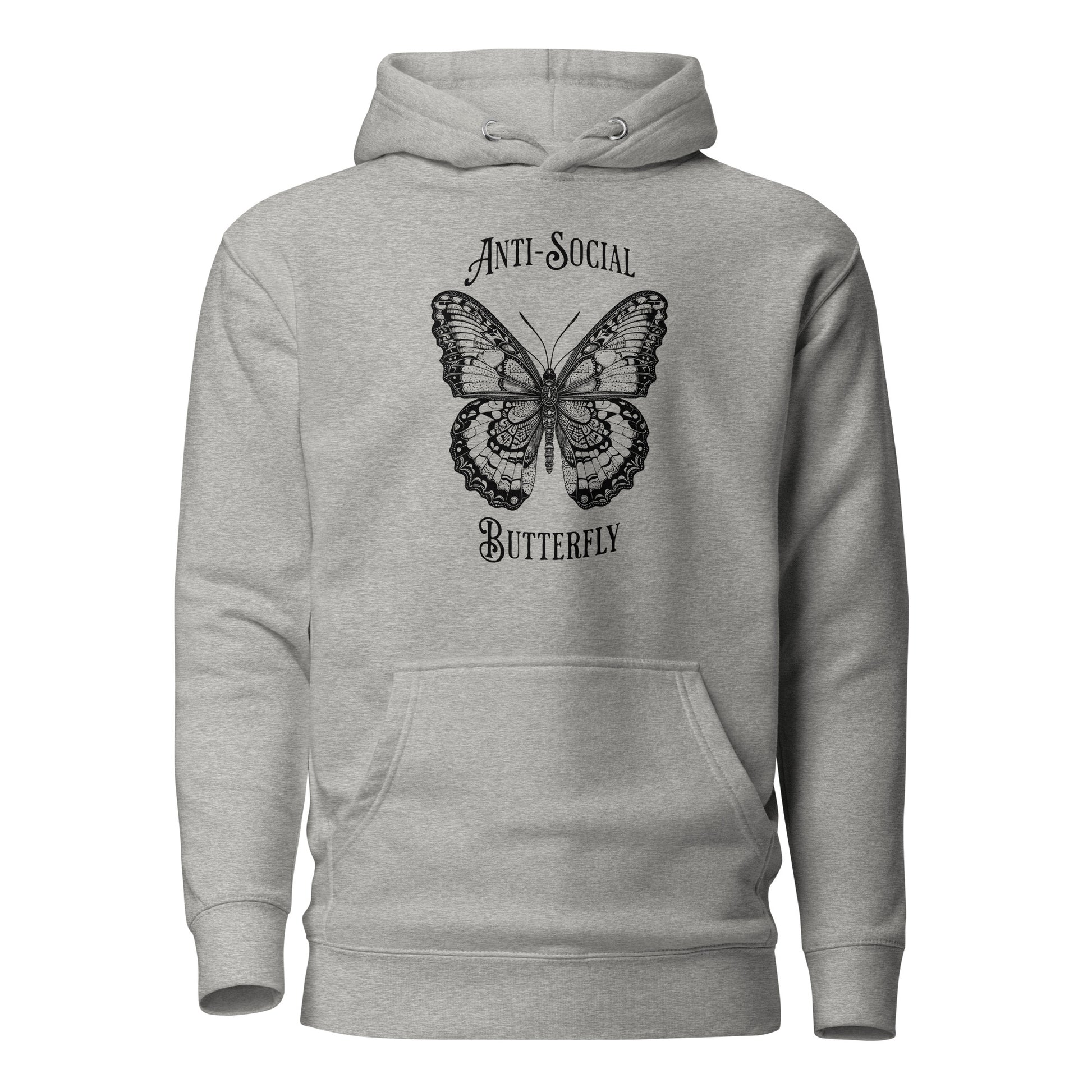 Anti-Social Butterfly Women's Funny Hoodie Carbon Grey