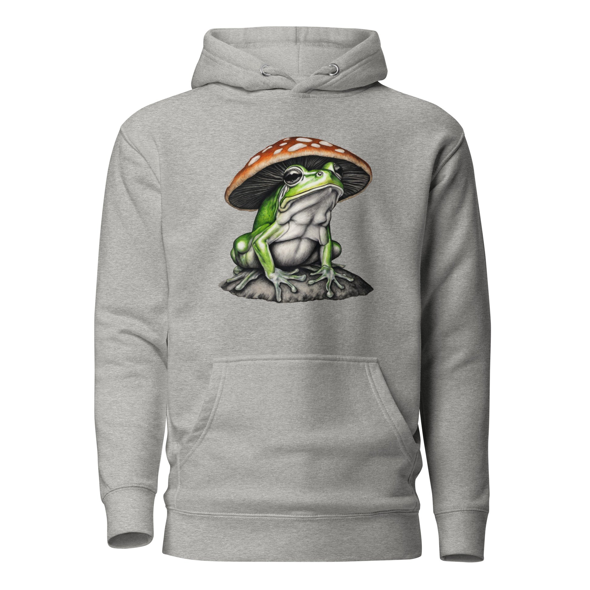 Frog in Shroom Cap Women's Graphic Hoodie Carbon Grey