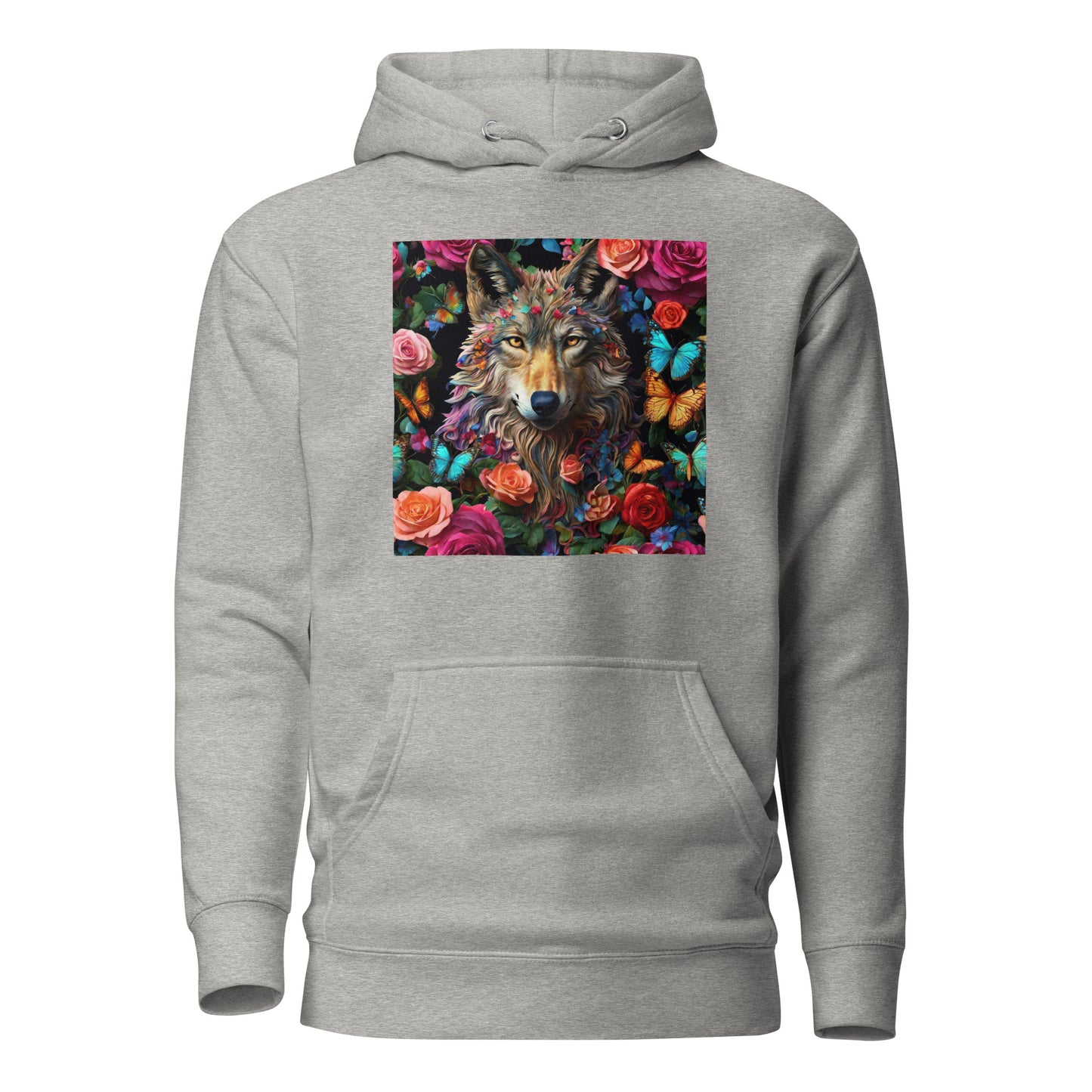 Wolf and Roses Women's Animal Lover Hoodie Carbon Grey