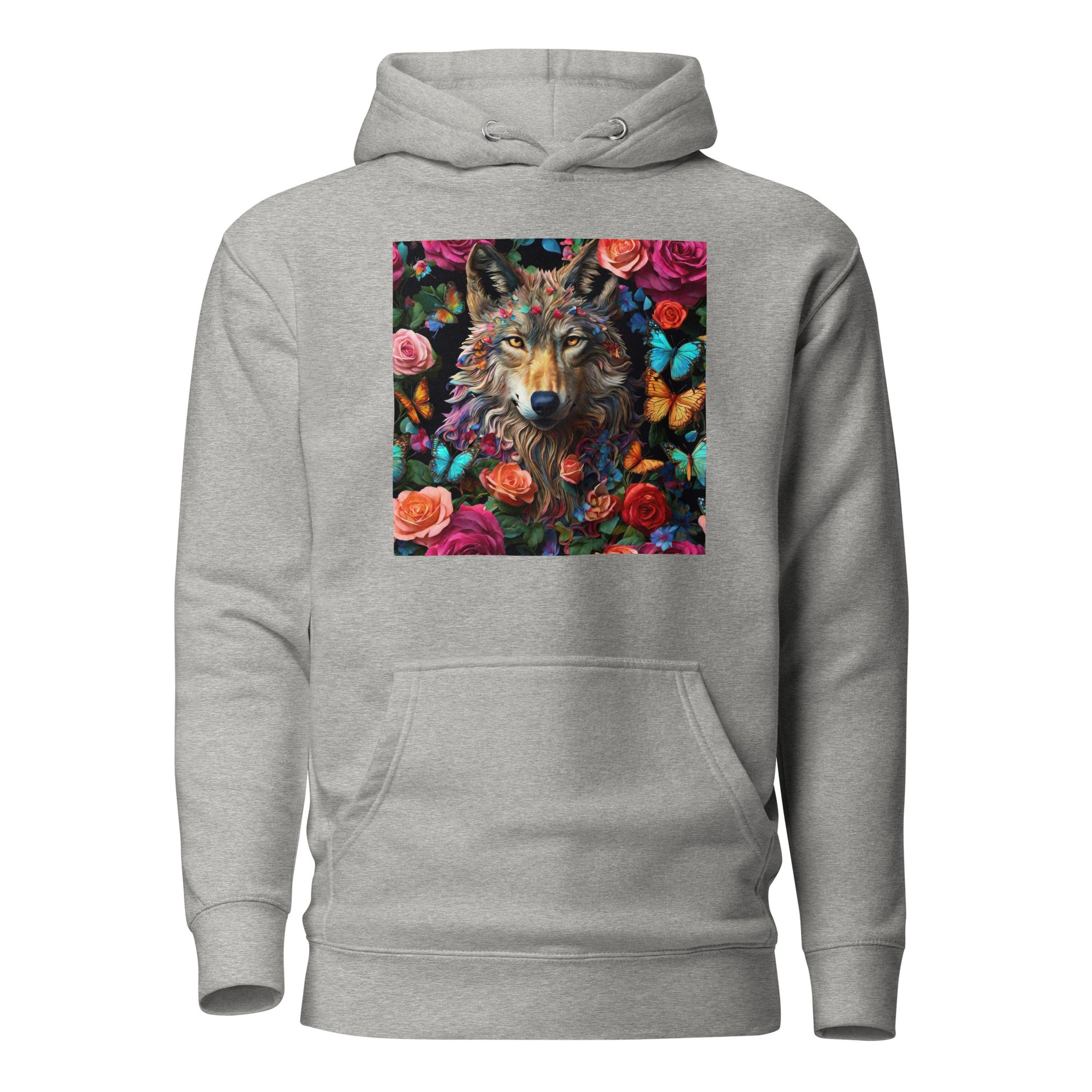 Wolf and Roses Women's Animal Lover Hoodie Carbon Grey