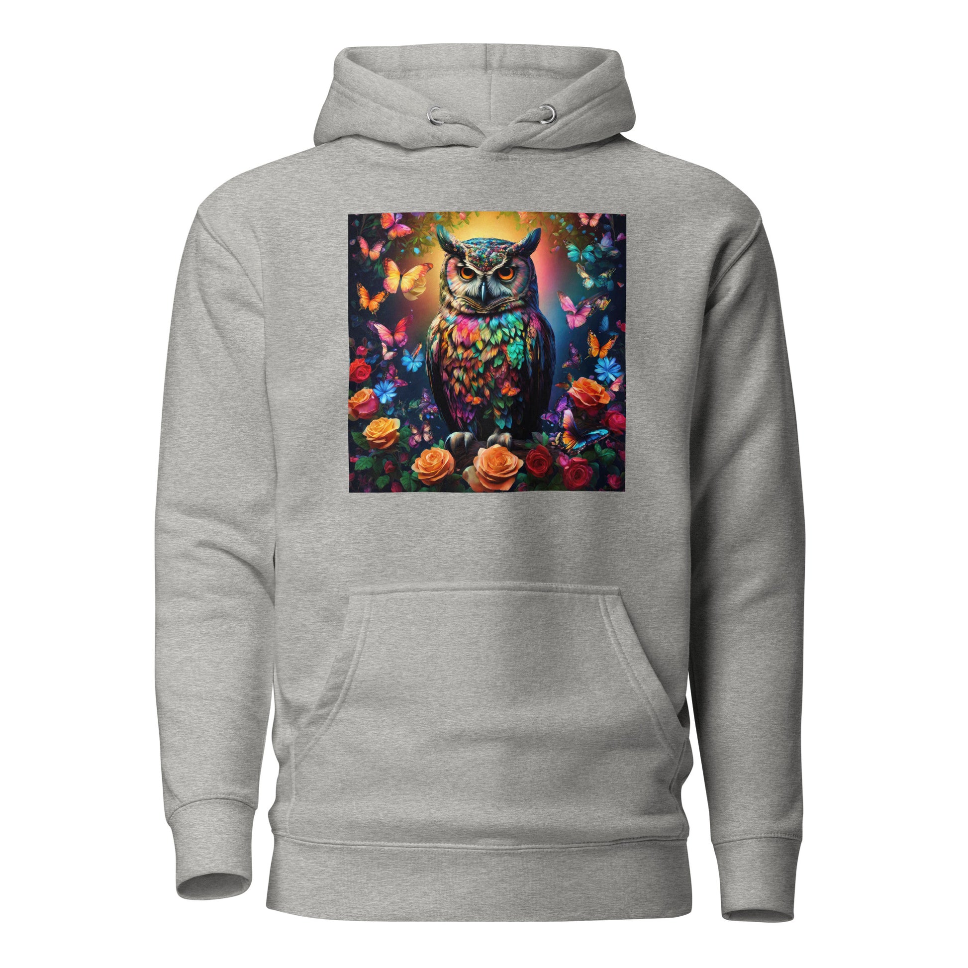 Owl and Roses Women's Animal Lover Hoodie Carbon Grey