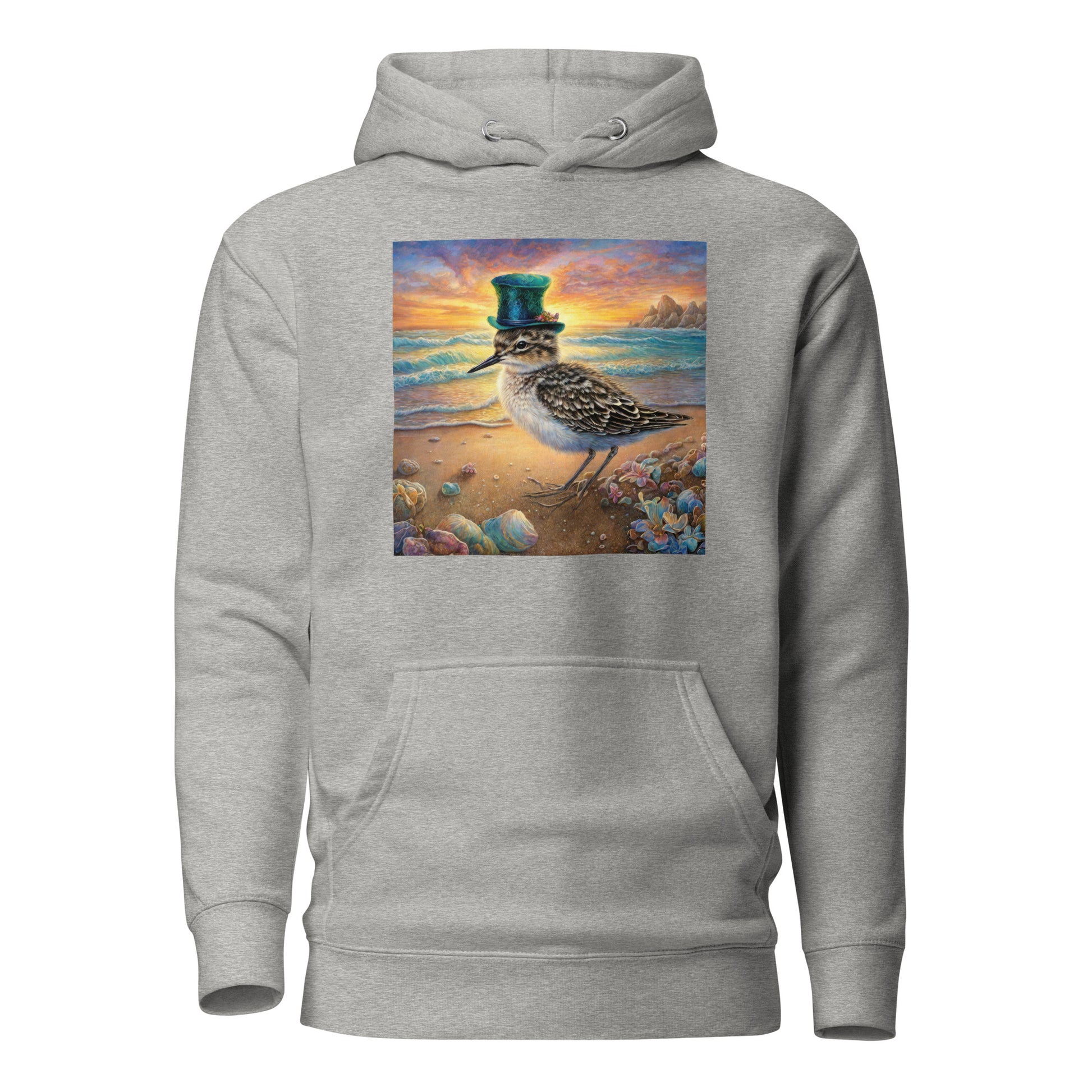 Sandpiper in Top Hat Women's Beach Hoodie Carbon Grey