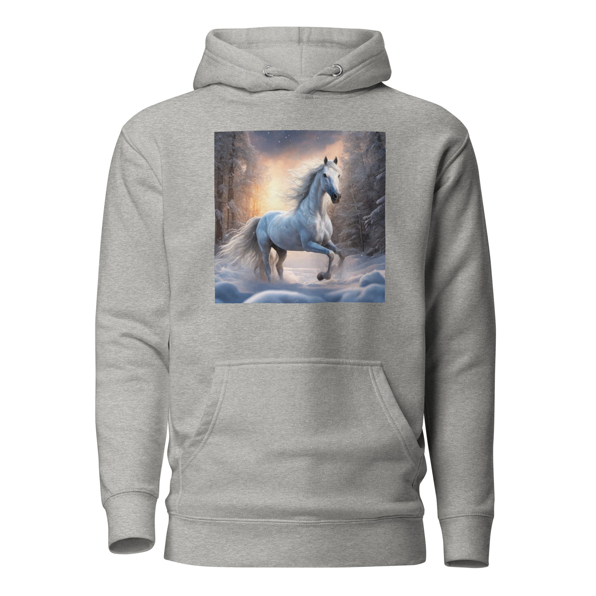 Beautiful White Winter Horse Women's Animal Lover Hoodie Carbon Grey