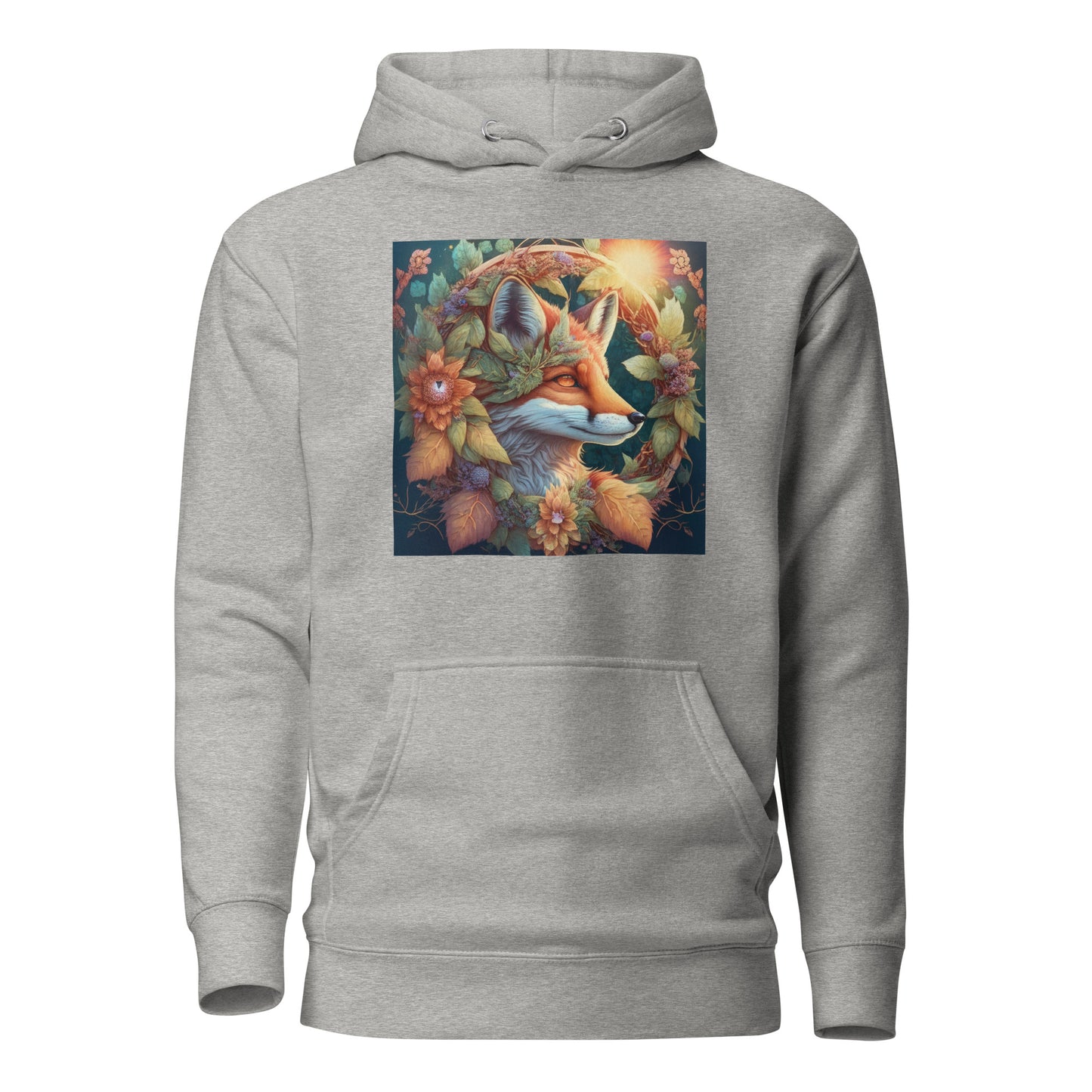 Red Fox Wreath Women's Animal Lover Hoodie Carbon Grey