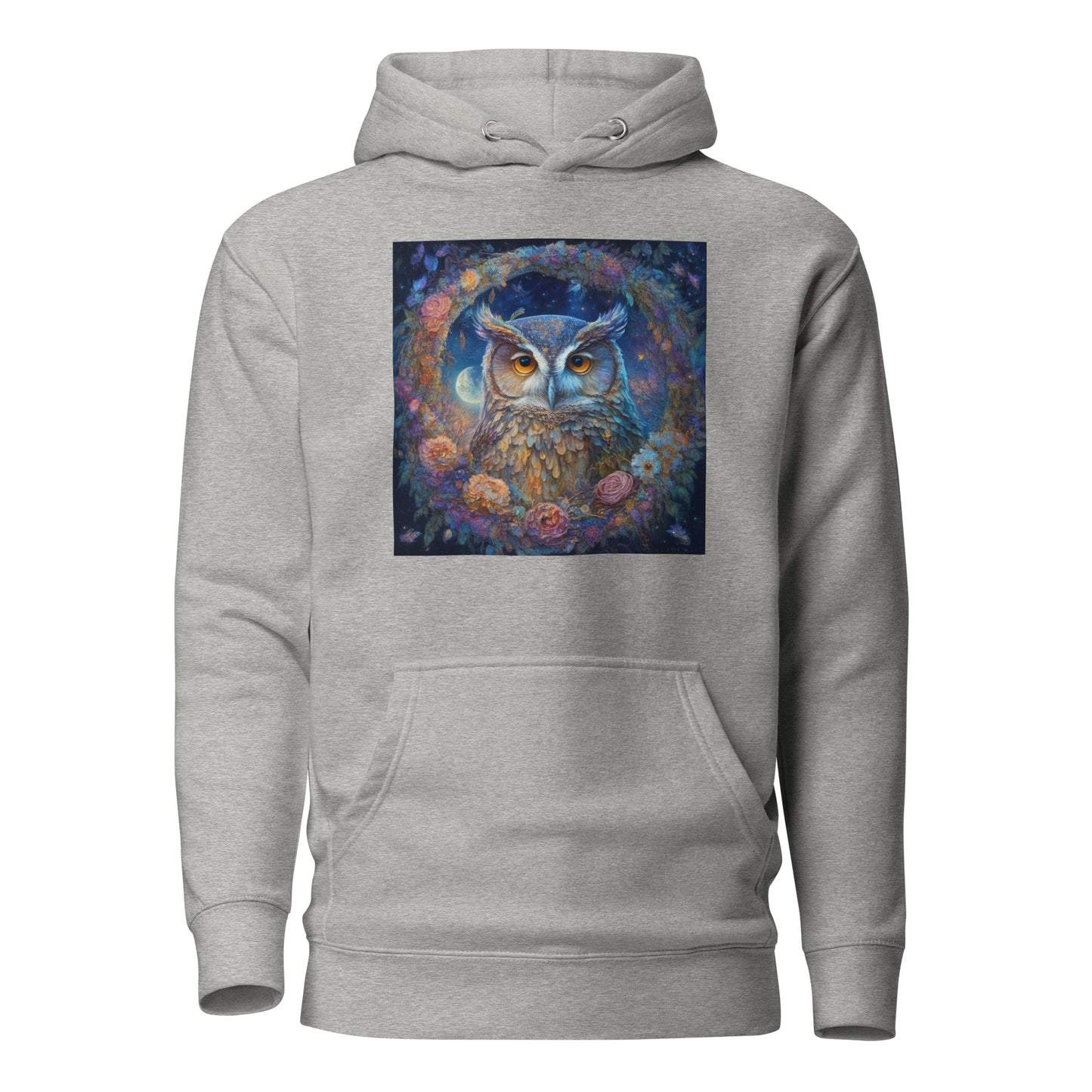 Owl Wreath Women's Animal Lover Hoodie Carbon Grey