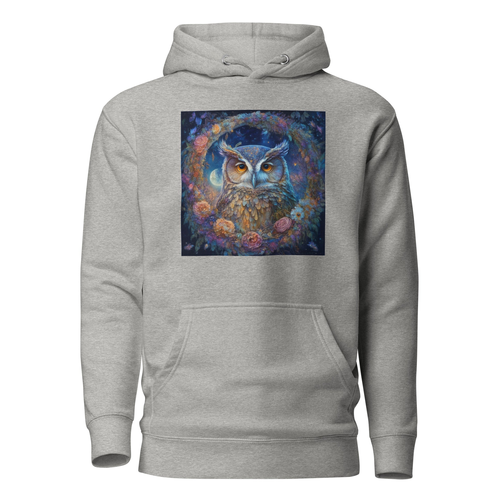 Owl Wreath Women's Animal Lover Hoodie Carbon Grey