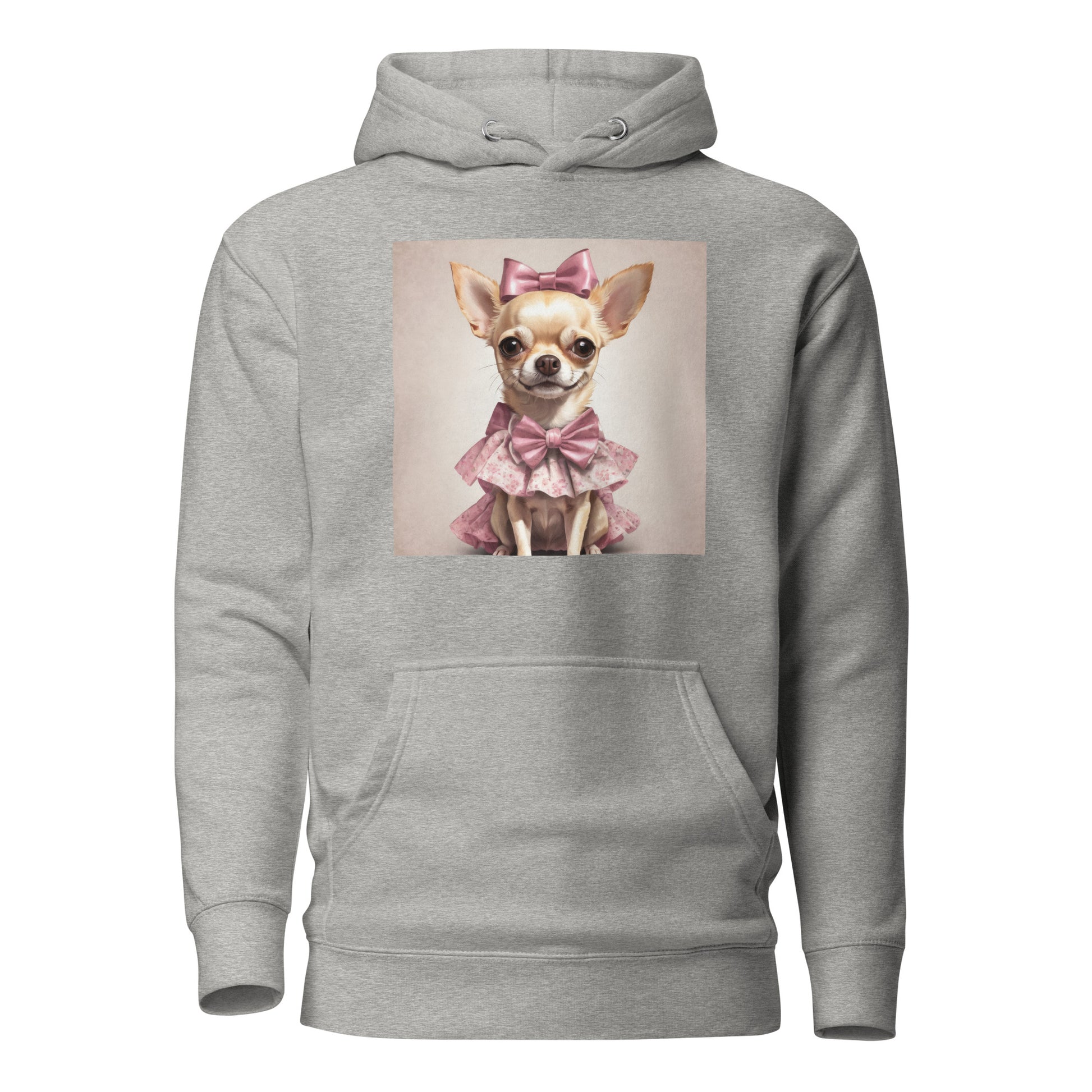 Chihuahua in Pink Dress Women's Dog Lover Hoodie Carbon Grey