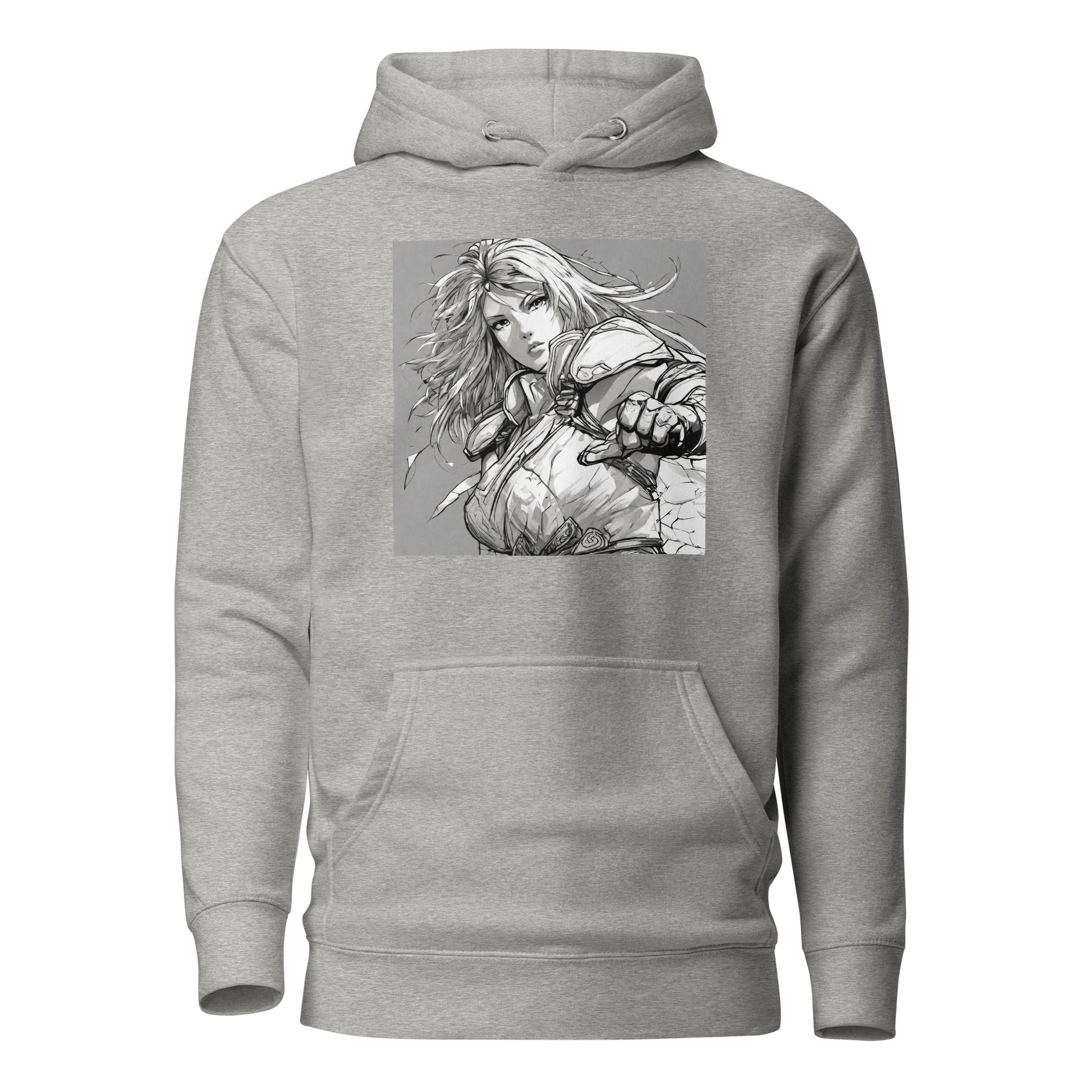 Fearless Swordmaiden Women's Anime Hoodie Carbon Grey