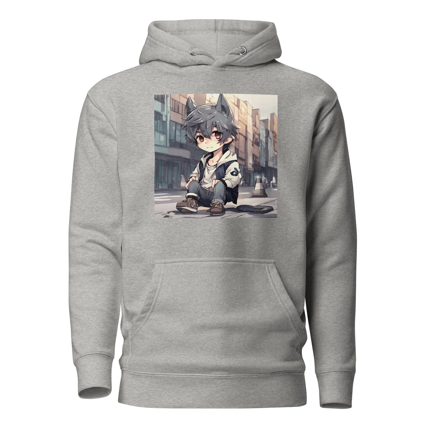 Wolf Spirit Women's Anime Hoodie Carbon Grey