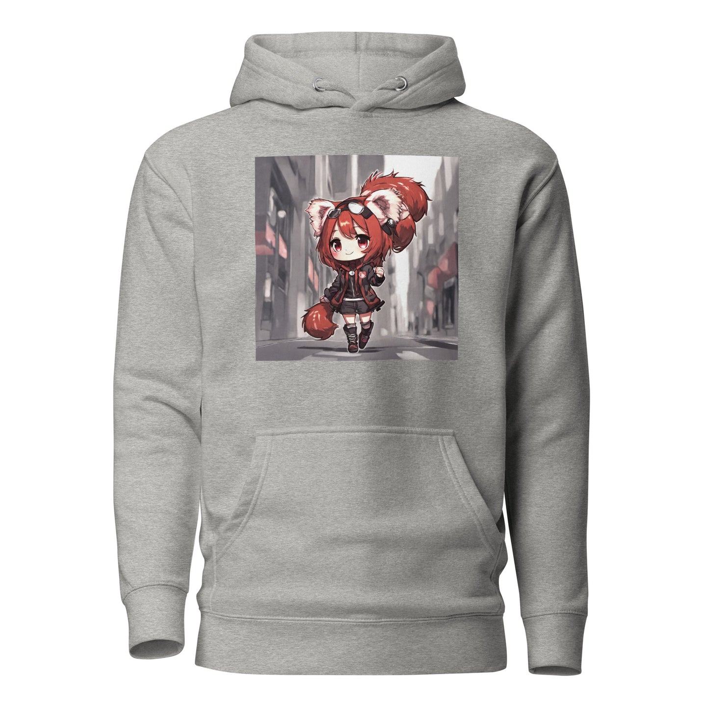 Red Panda Girl Women's Anime Hoodie Carbon Grey