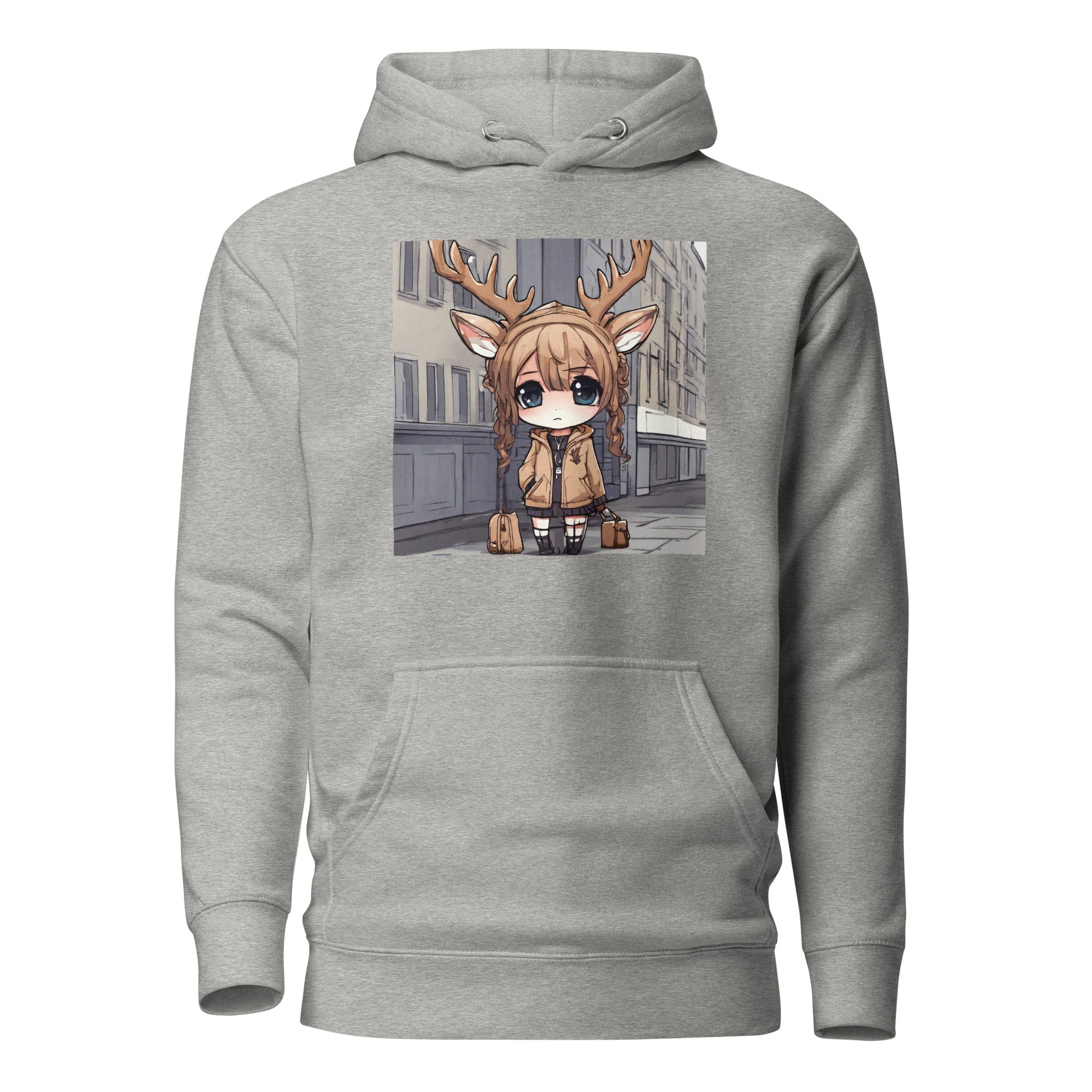 Spirit of the Deer Women's Anime Hoodie Carbon Grey