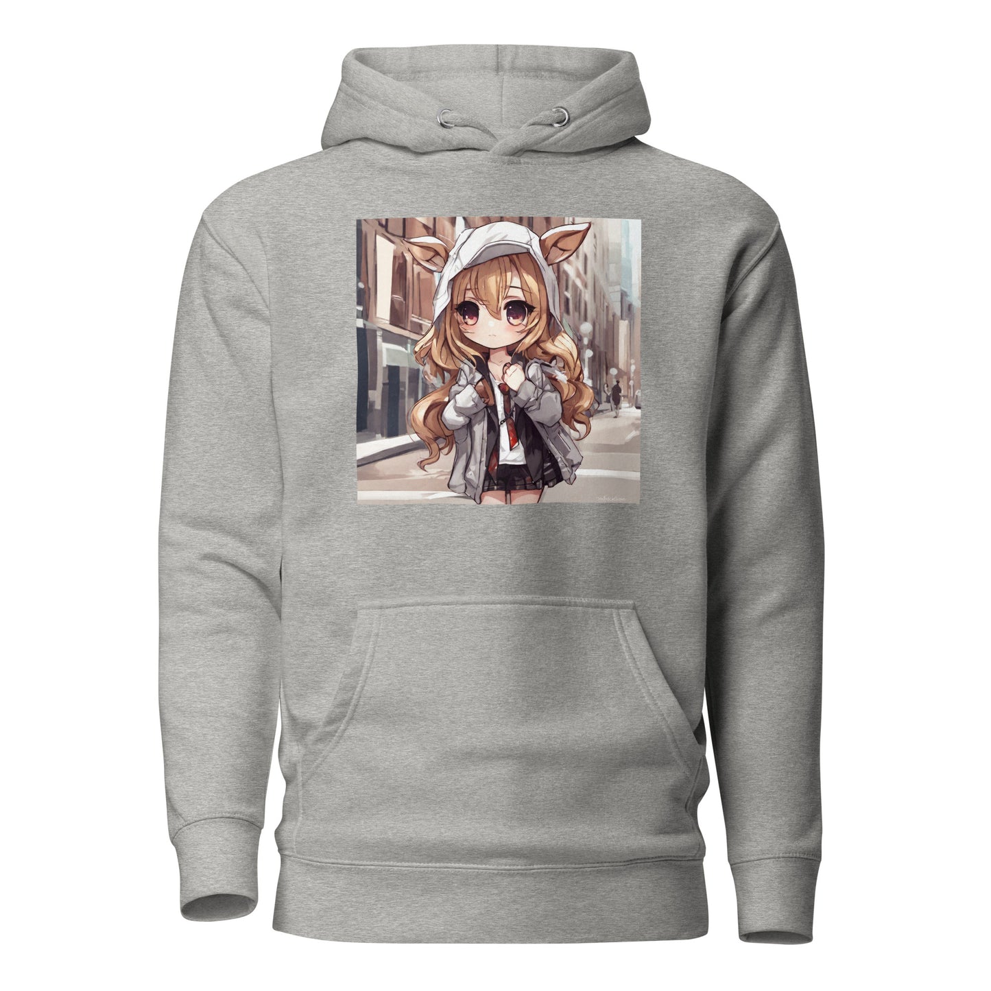 Deer Girl Women's Anime Hoodie Carbon Grey