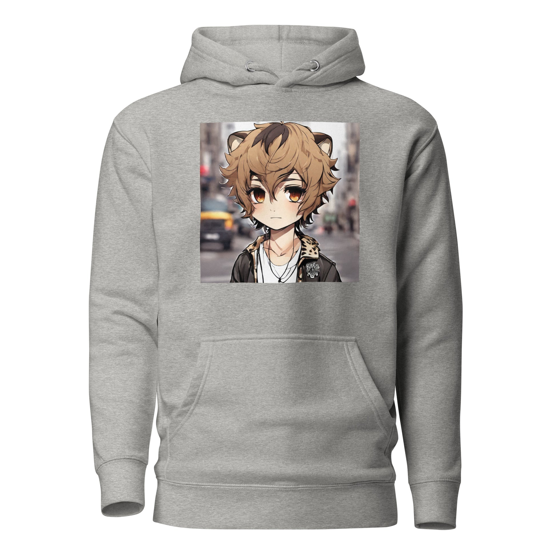 Leopard Boy Women's Anime Hoodie Carbon Grey