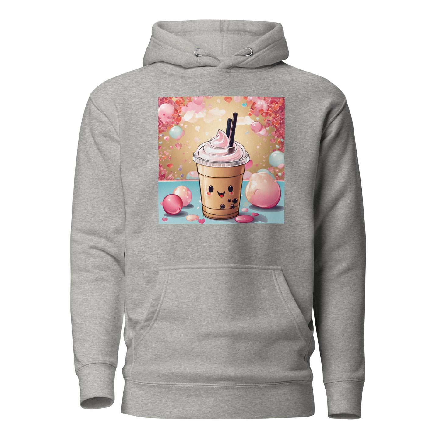 Cute Bubble Milk Tea Women's Boba Hoodie Carbon Grey