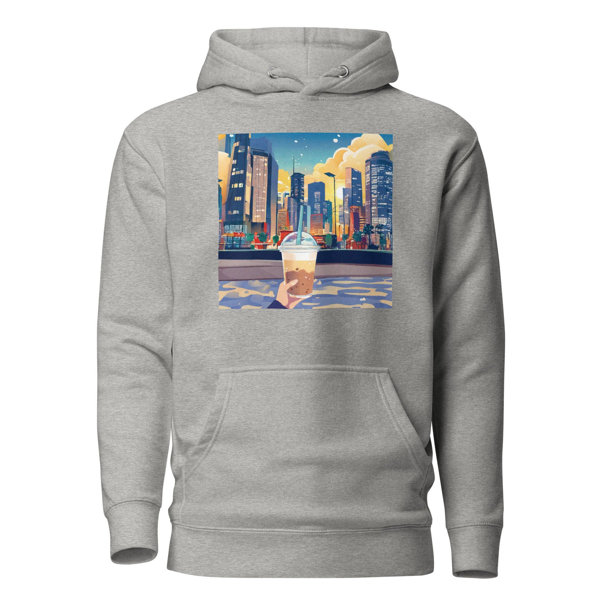 Women's Hand Holding Up Bubble Milk Tea Boba Hoodie Carbon Grey