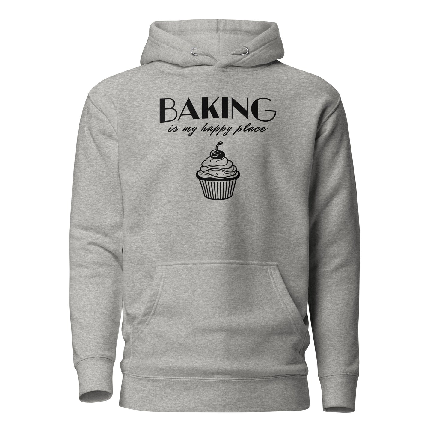 Women's Baking is my Happy Place Hoodie Carbon Grey