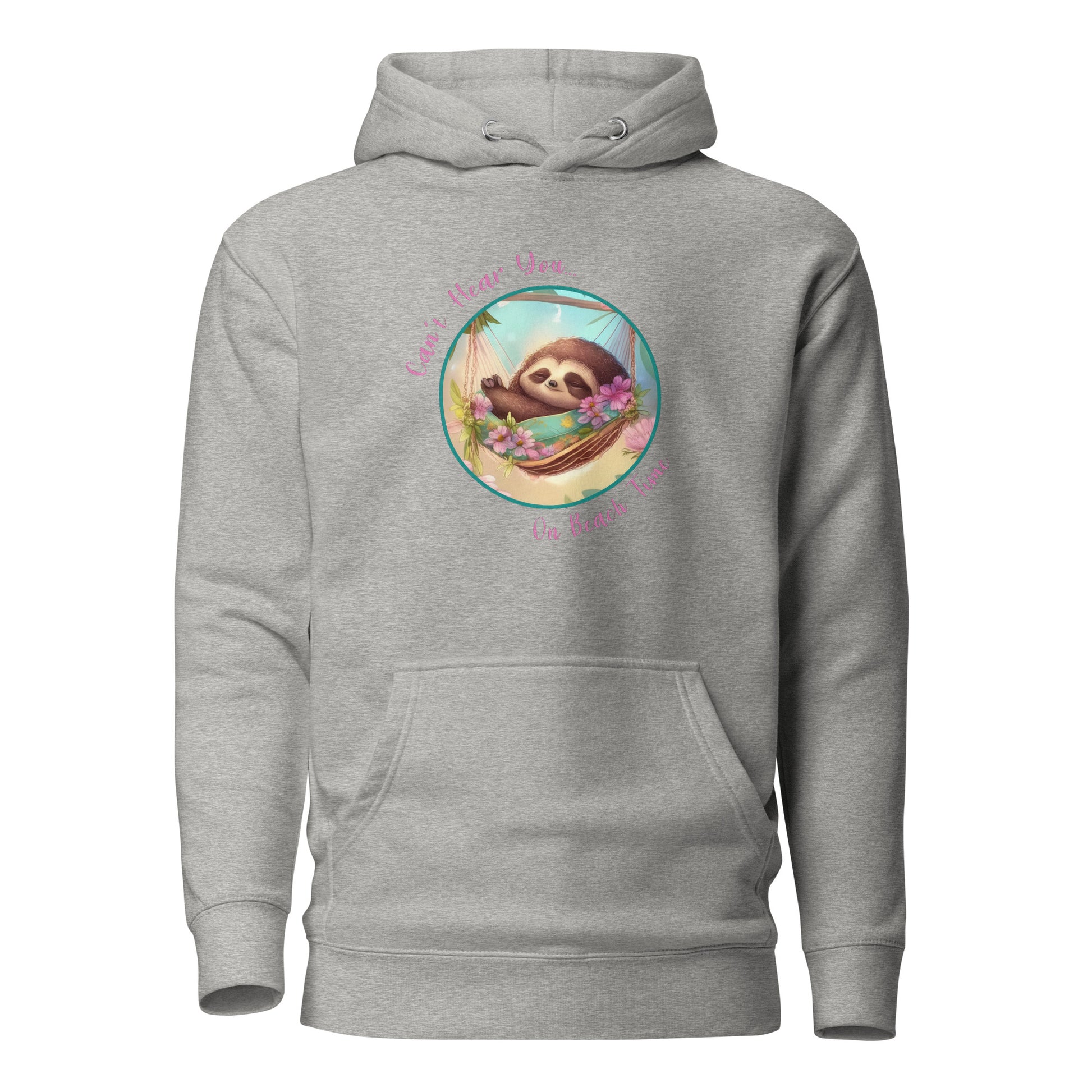 Can't Hear You... On Beach Time Sloth Women's Summer Hoodie Carbon Grey