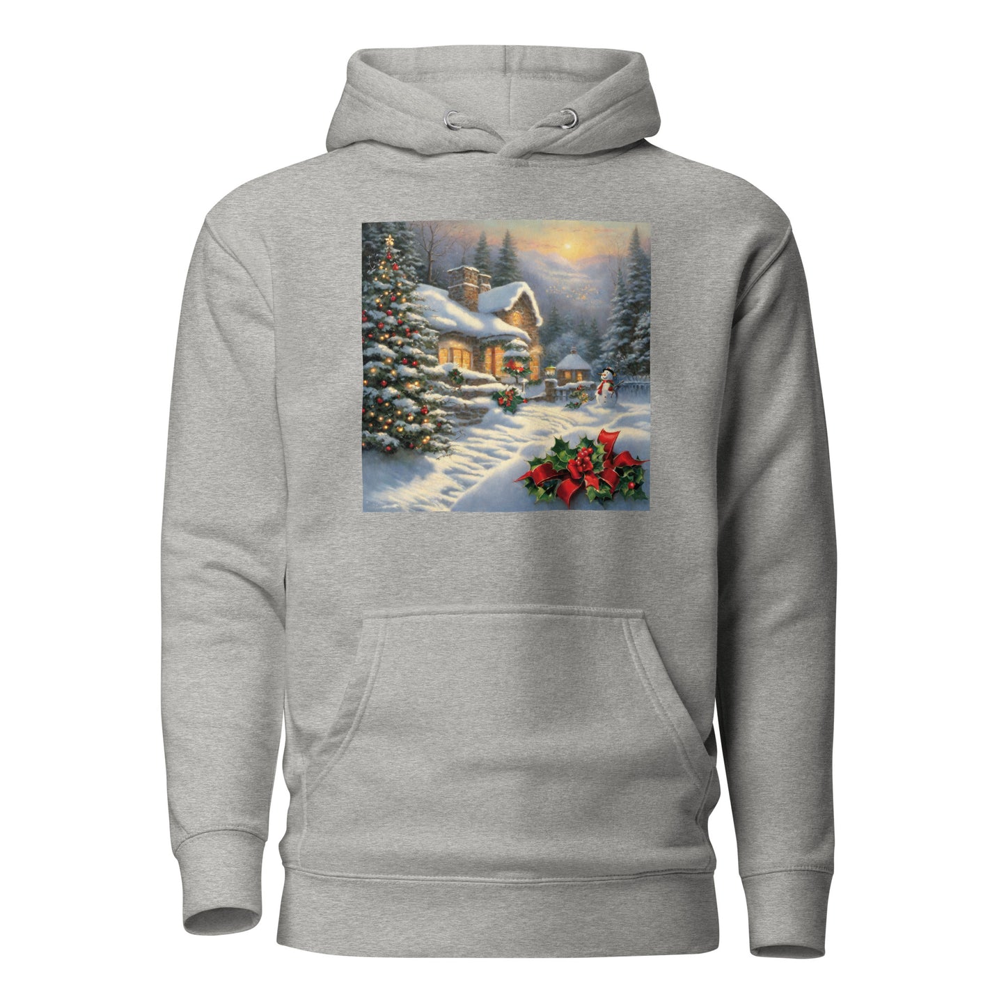 Snowy Winter Scene Women's Christmas Hoodie Carbon Grey