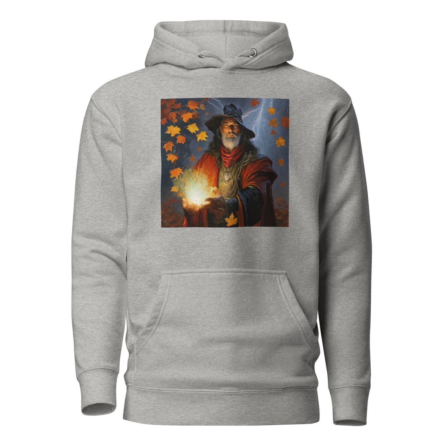 Autumn Wizard Making Fall Leaves Women's Graphic Hoodie Carbon Grey