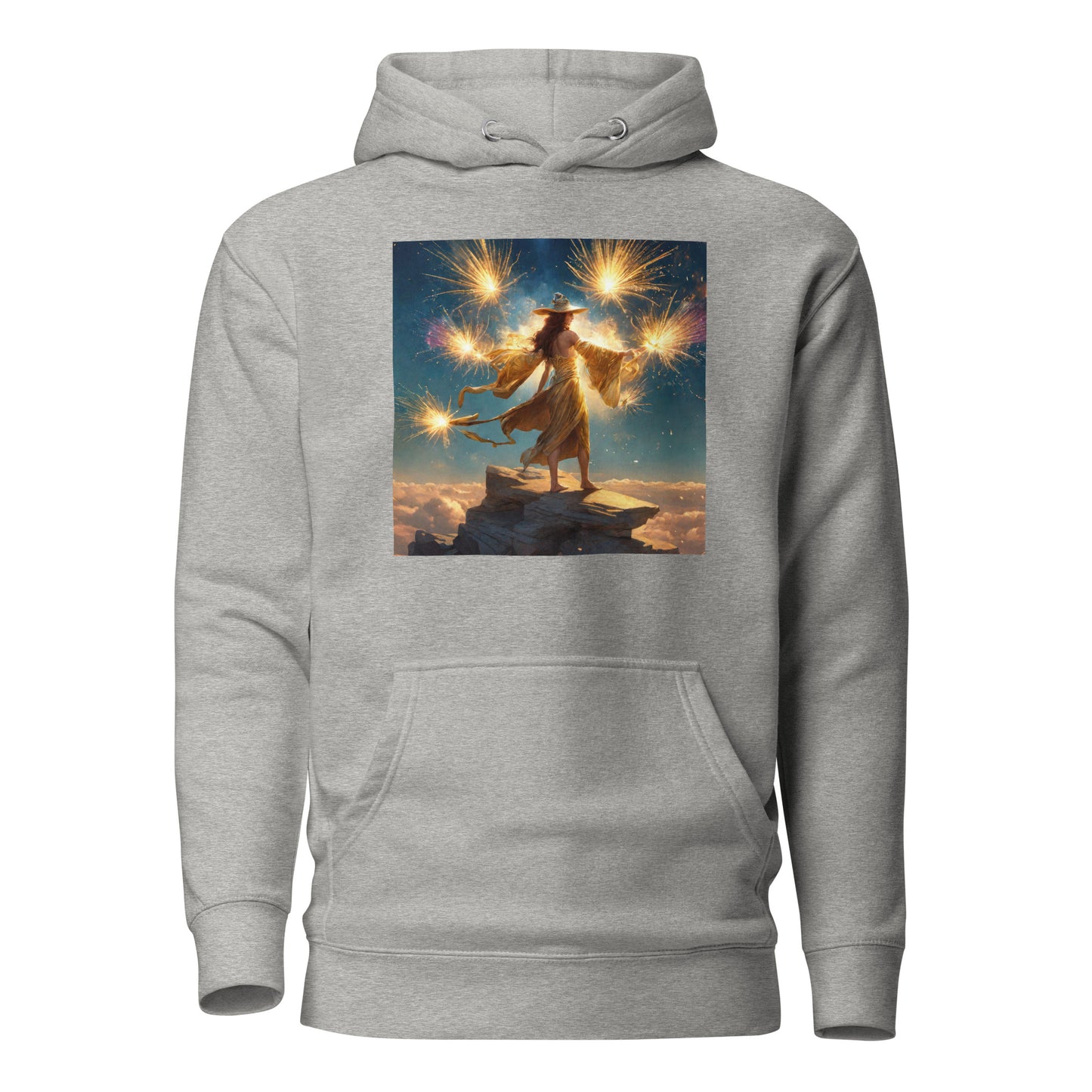 Sorceress Making Fireworks Women's 4th of July Hoodie Carbon Grey