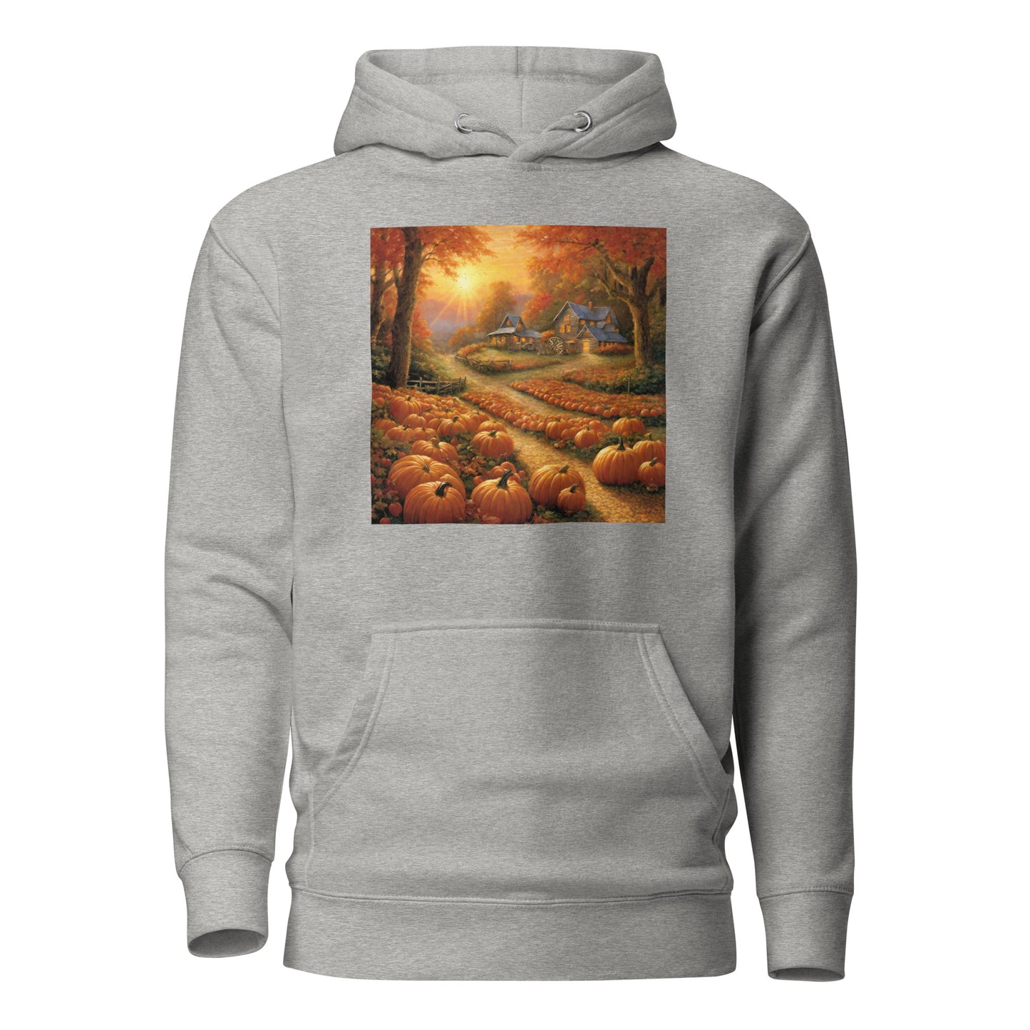 Fall Pumpkin Scene Women's Autumn Hoodie Carbon Grey