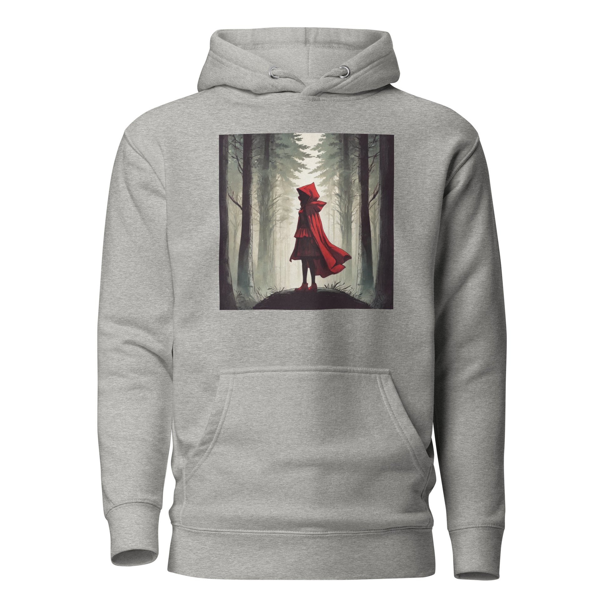 Bold Red Riding Hood in Forest Women's Fairy Tale Hoodie Carbon Grey