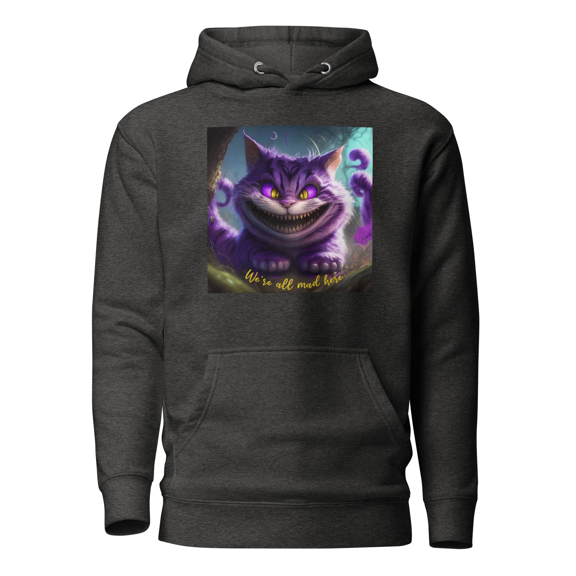 We're All Mad Here Cheshire Cat Women's Hoodie Charcoal Heather