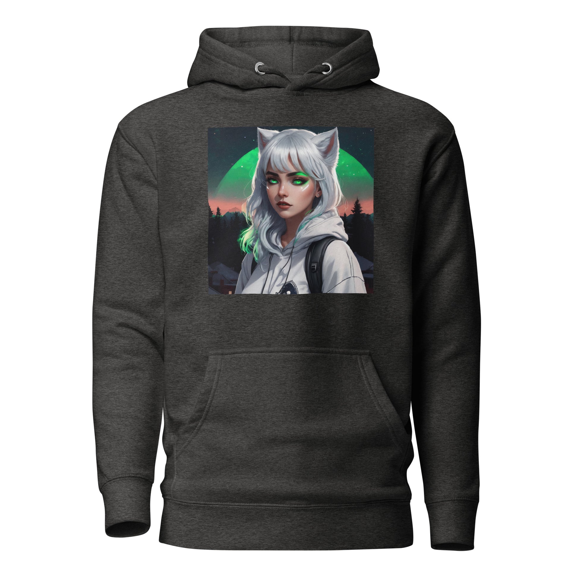 Cute Fox Girl Women's Graphic Hoodie Charcoal Heather