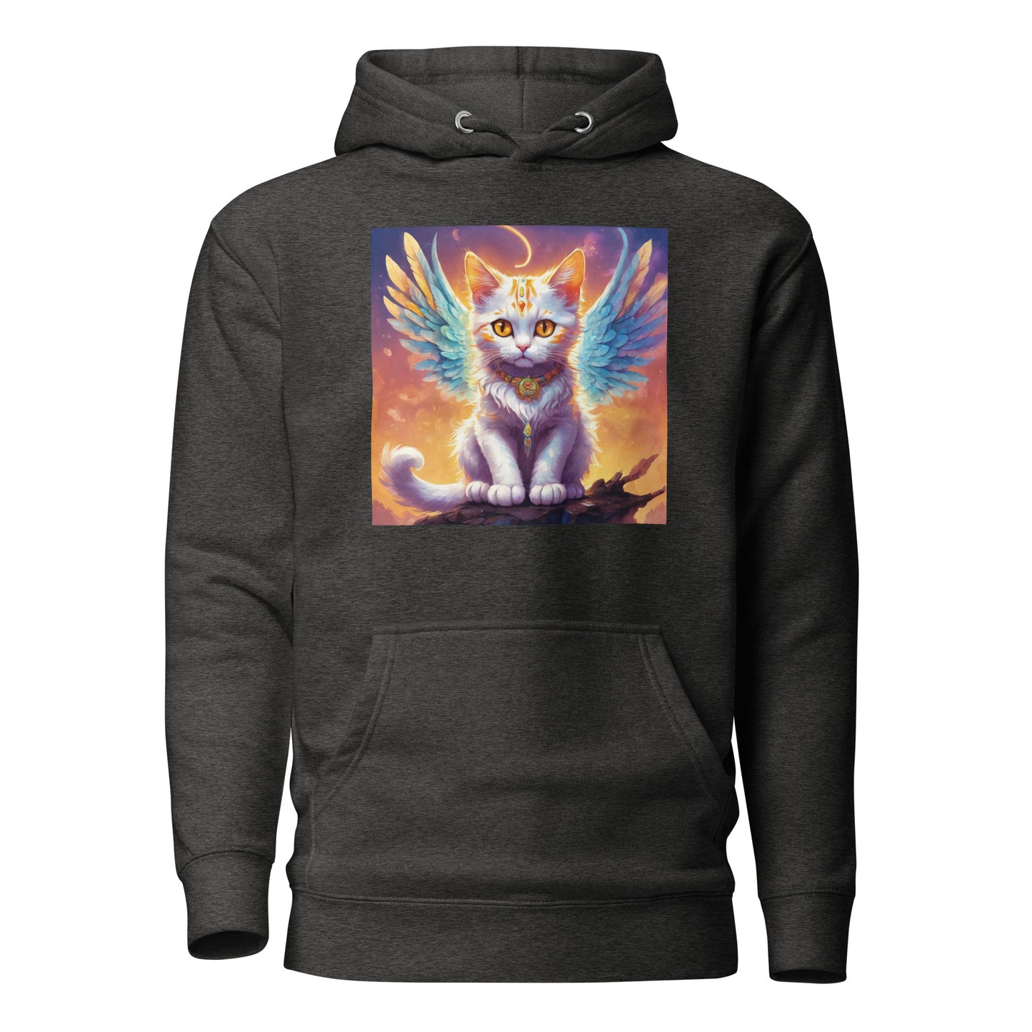 Cat with Wings Women's Graphic Hoodie Charcoal Heather