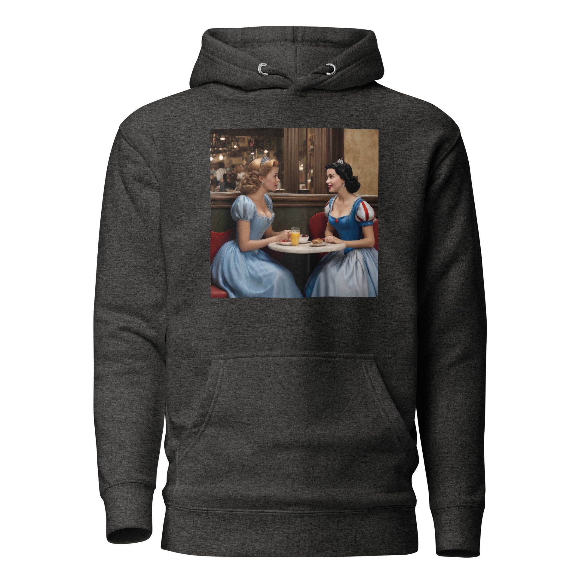 Cinderella and Snow White at a Cafe Hoodie Charcoal Heather