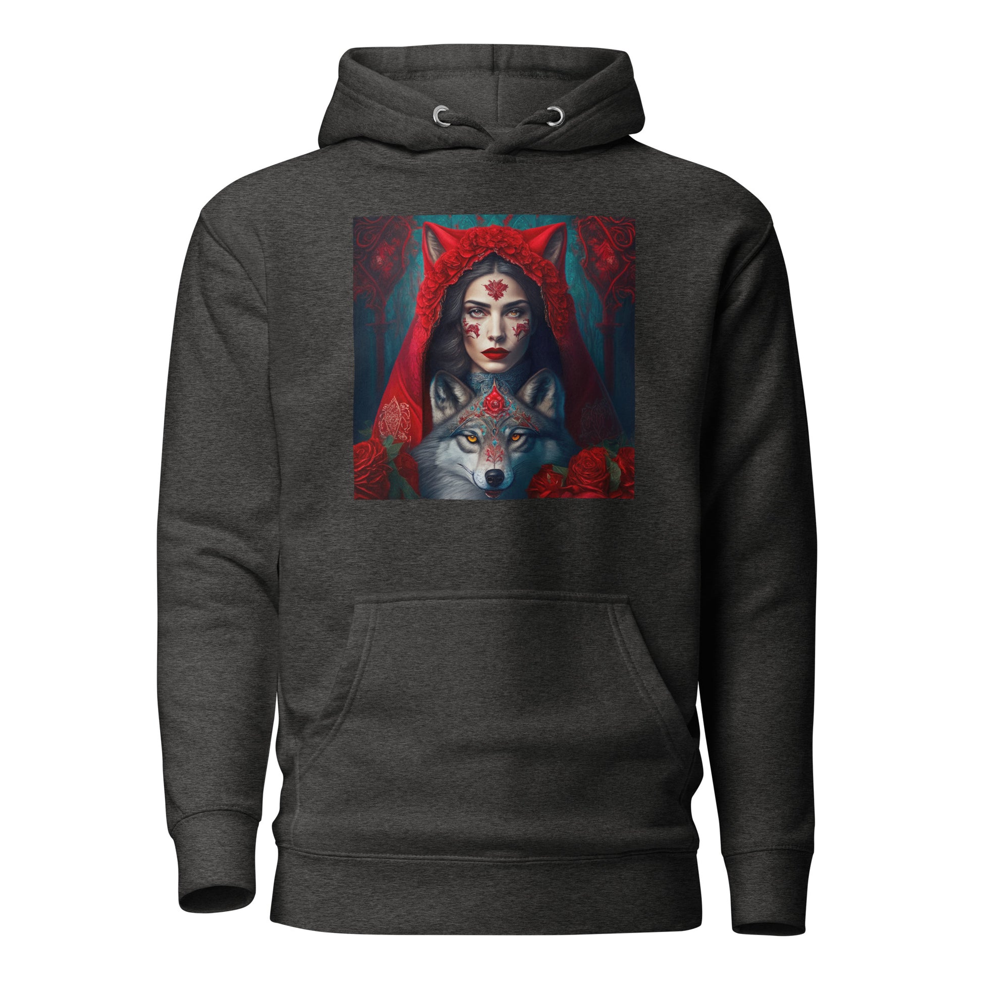 Red Riding Hood Unites with the Wolf Women's Hoodie Charcoal Heather