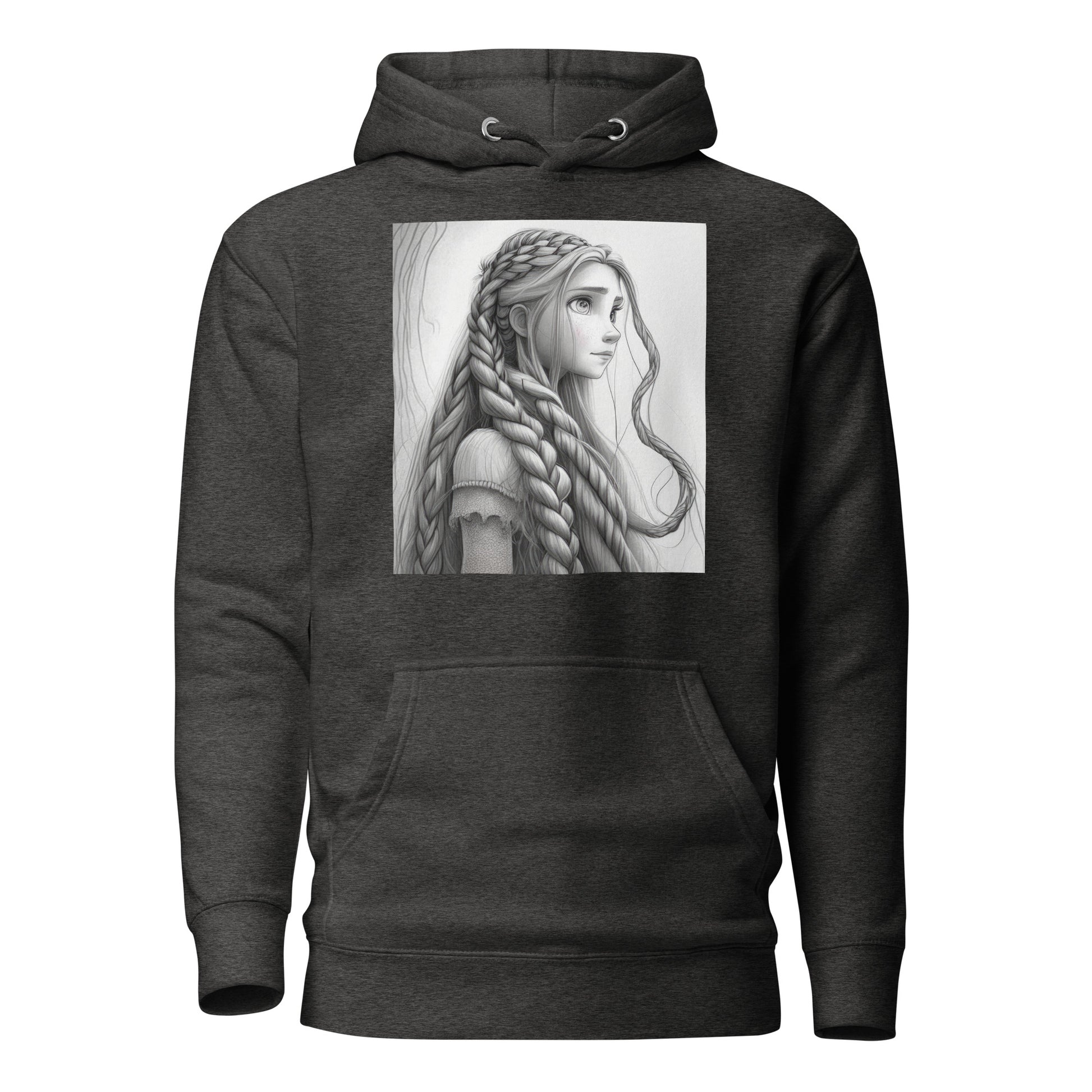 Rapunzel Sketch Women's Fairy Tale Hoodie Charcoal Heather