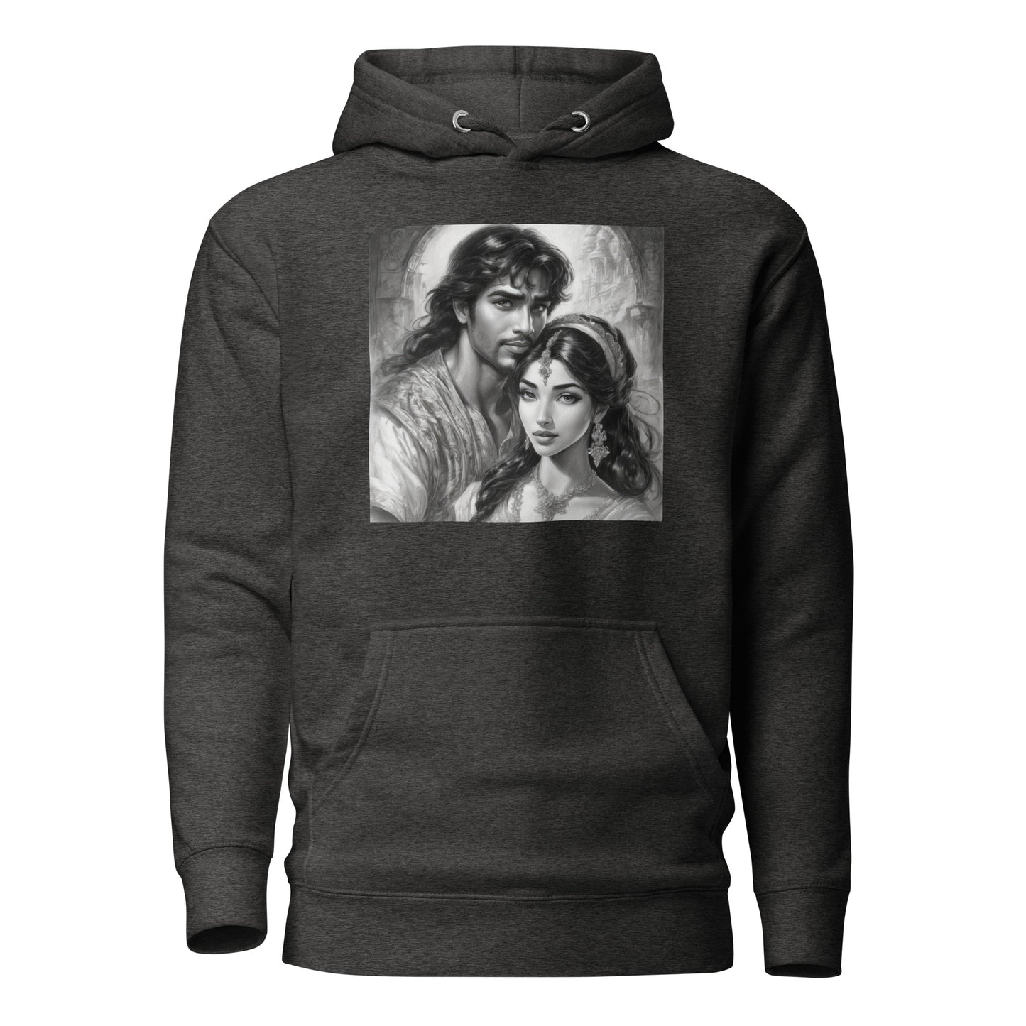 Jasmine & Aladdin Portrait Women's Fairy Tale Hoodie Charcoal Heather