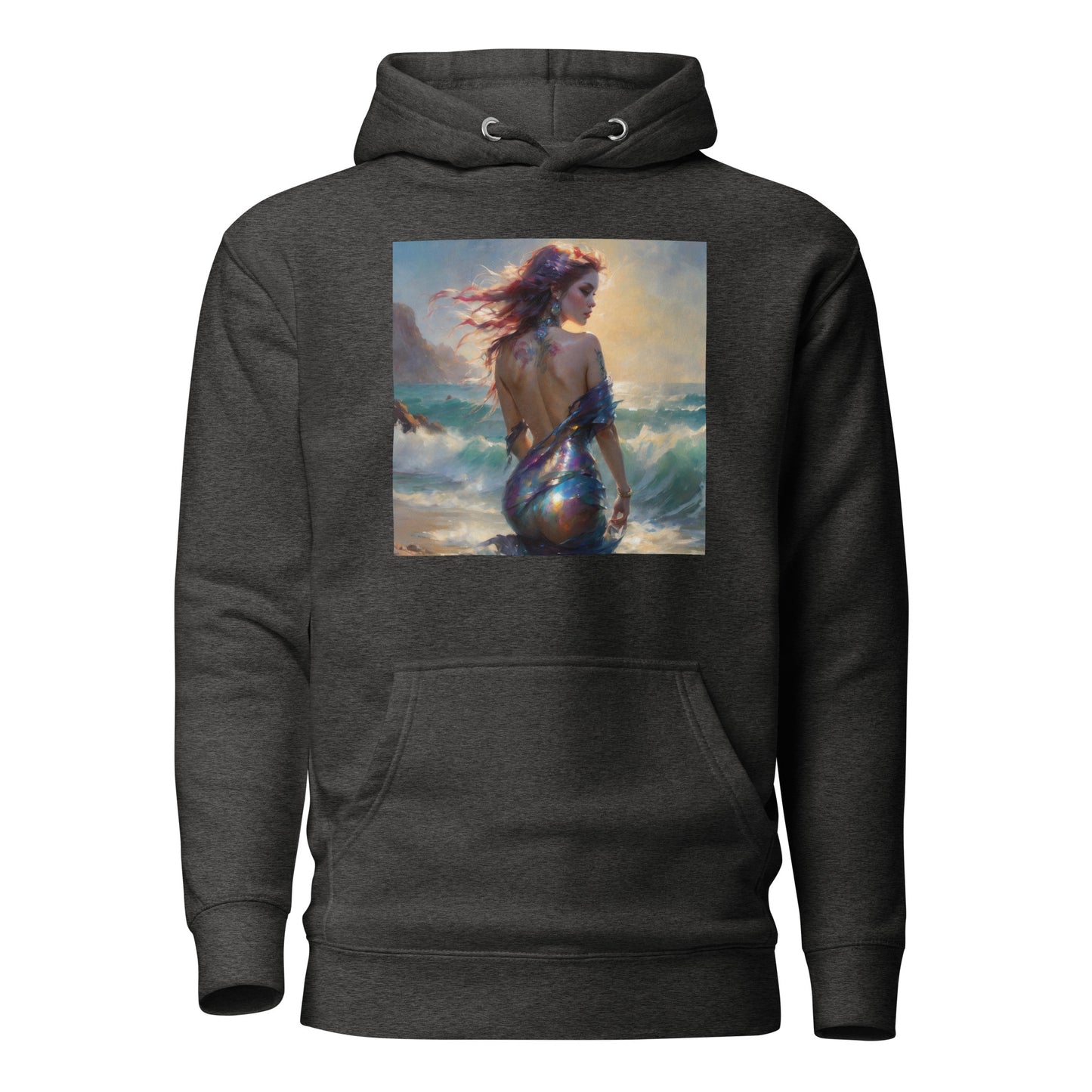 Enchanting Mermaid on Beach Women's Fantasy Hoodie Charcoal Heather