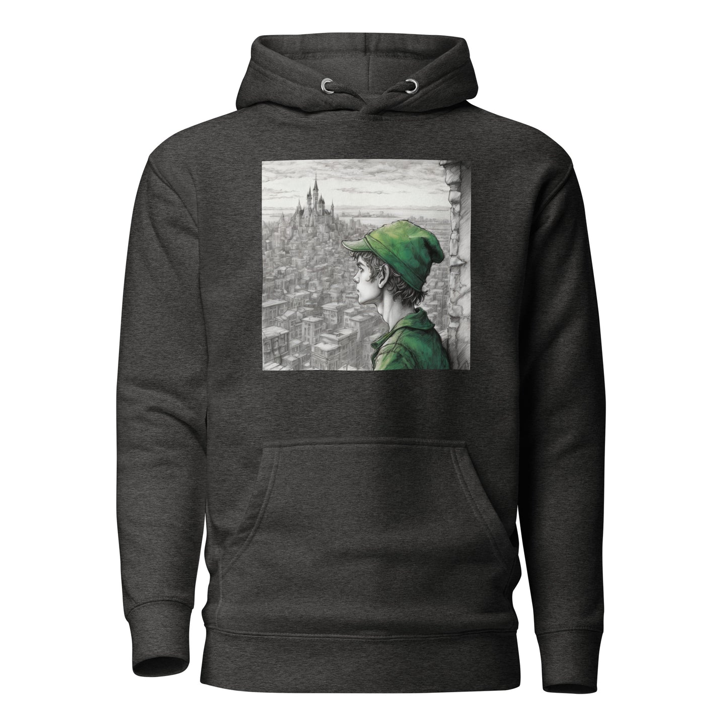 Peter Pan Overlooking the City Women's Hoodie Charcoal Heather