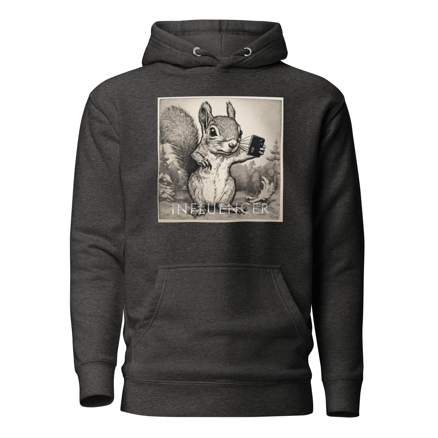 Squirrel Influencer Women's Funny Hoodie Charcoal Heather