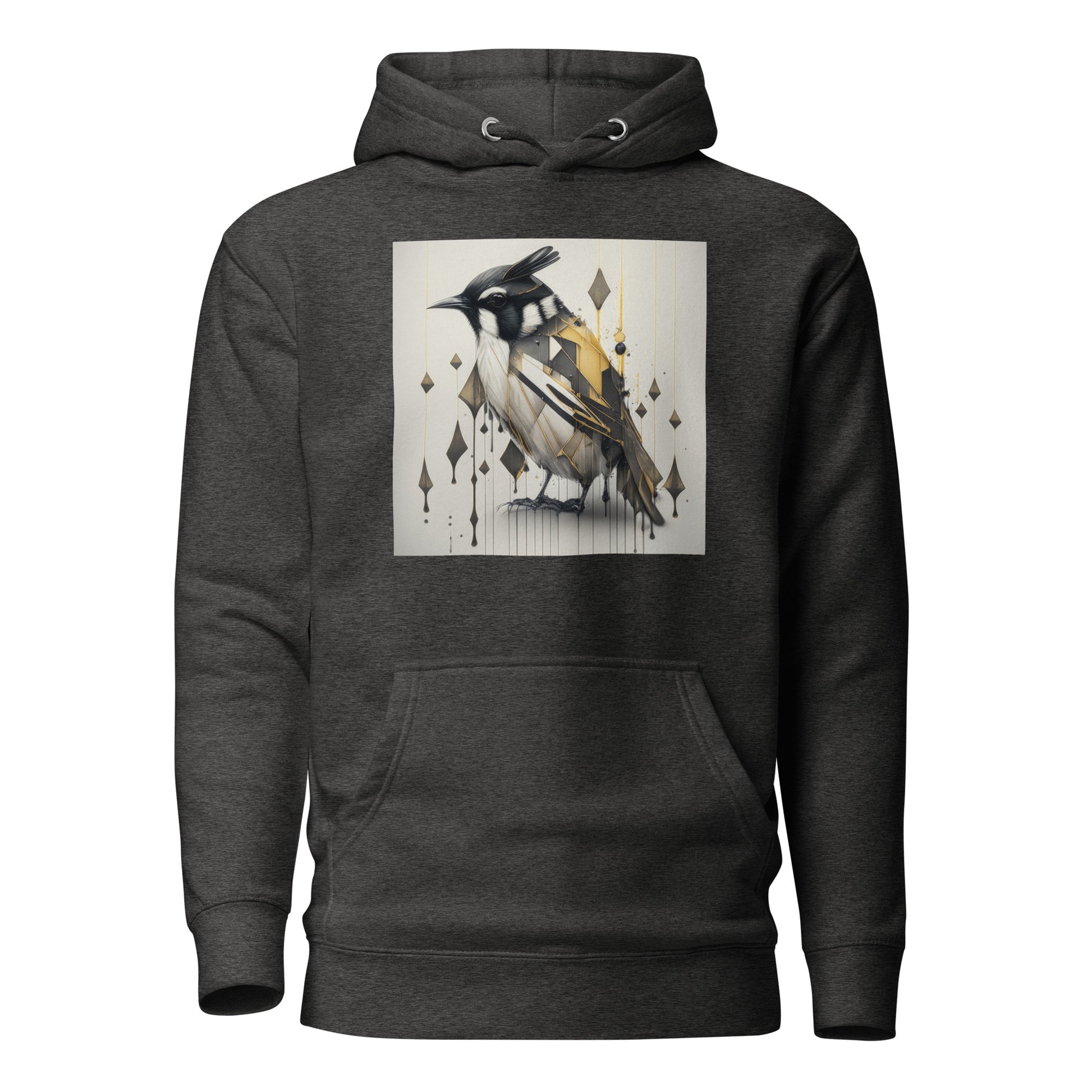 Geometric Chickadee Bird Women's Graphic Hoodie Charcoal Heather