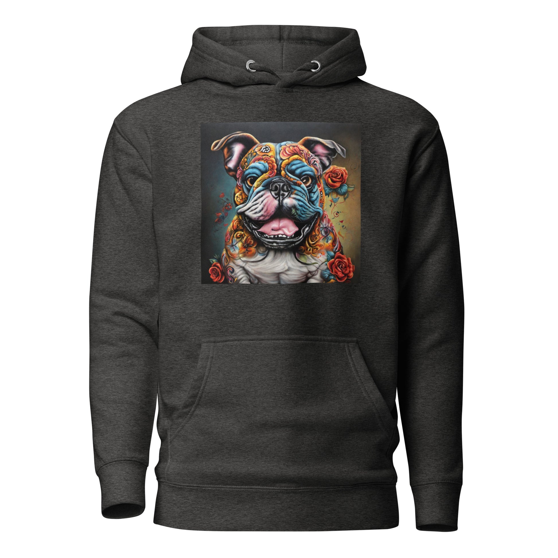 Day of the Dead Bulldog Women's Dog Lover Hoodie Charcoal Heather