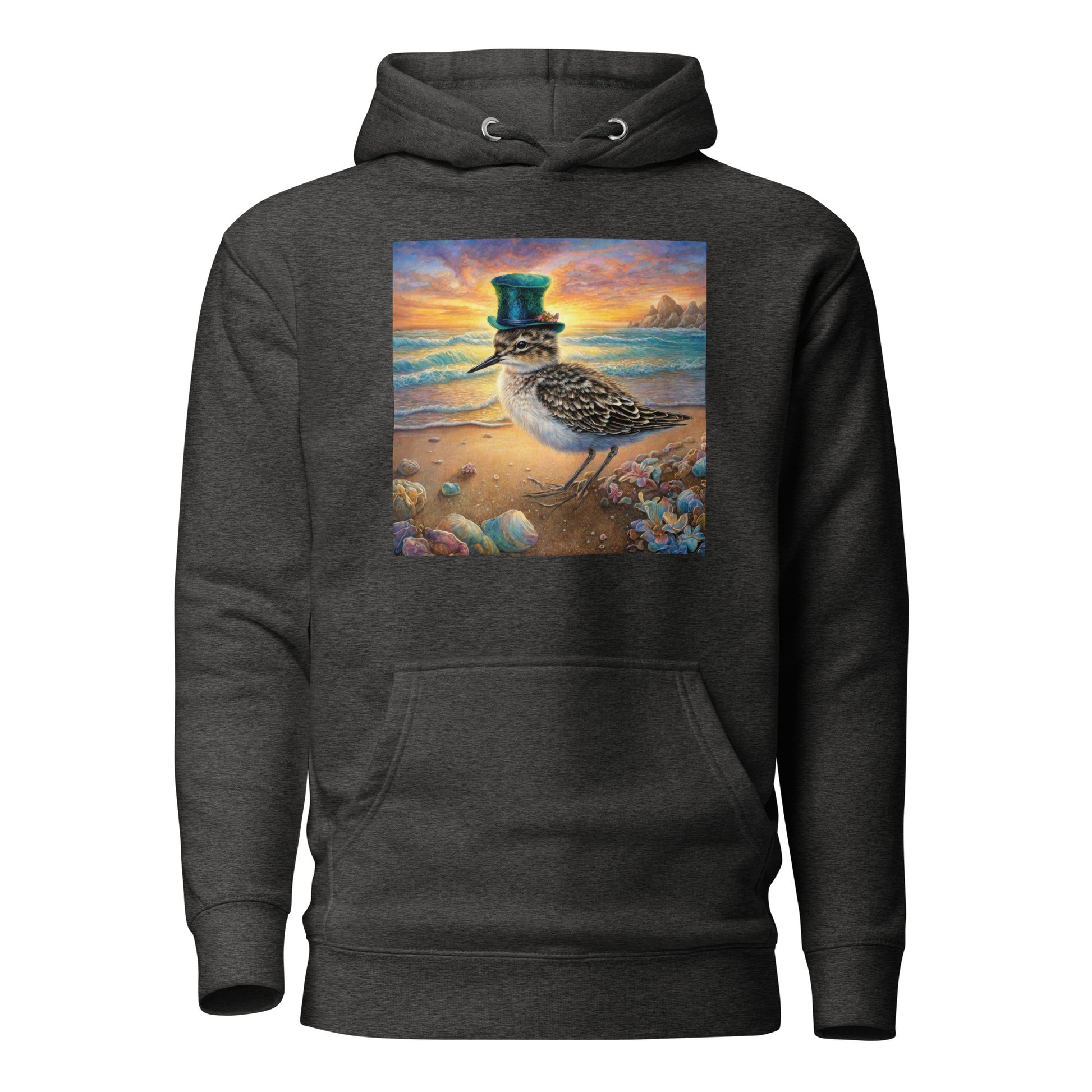 Sandpiper in Top Hat Women's Beach Hoodie Charcoal Heather