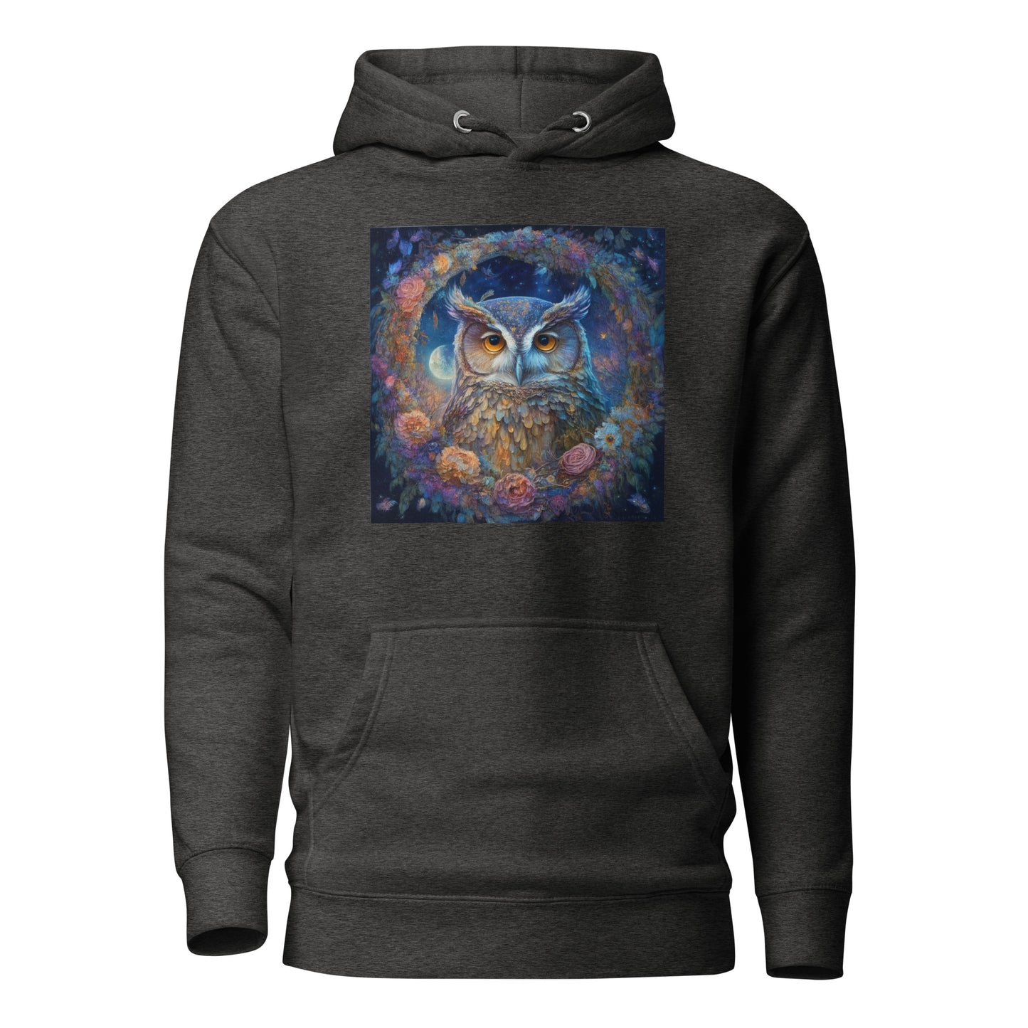 Owl Wreath Women's Animal Lover Hoodie Charcoal Heather