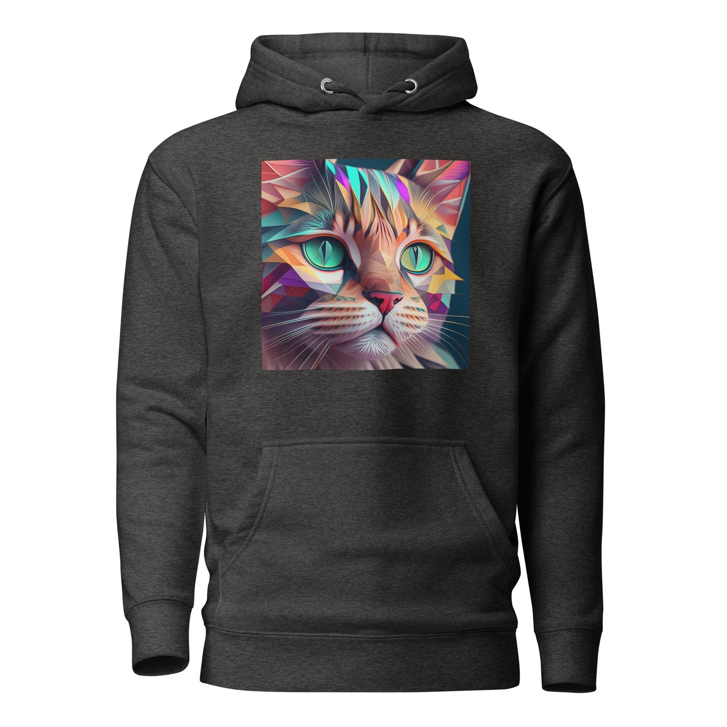 Geometric Cat Women's Cat Lover Hoodie Charcoal Heather