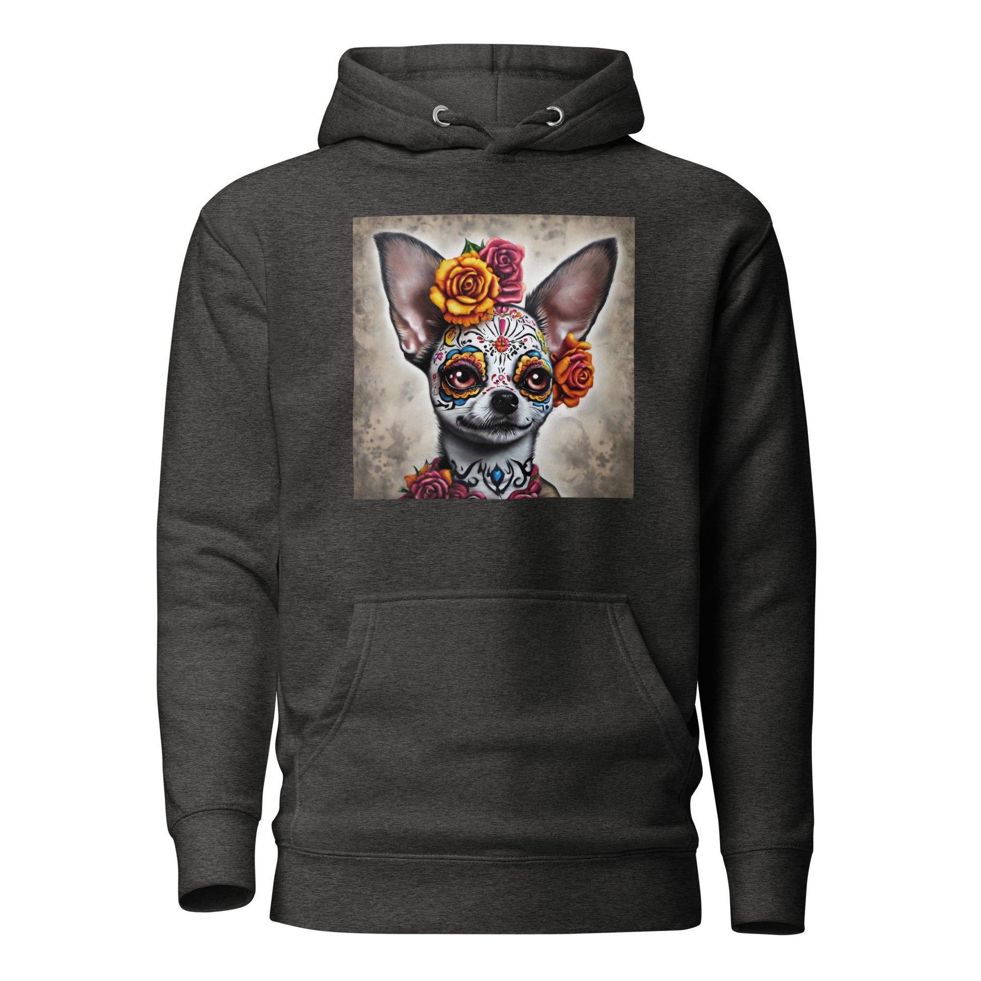 Day of the Dead Chihuahua Women's Dog Lover Hoodie Charcoal Heather