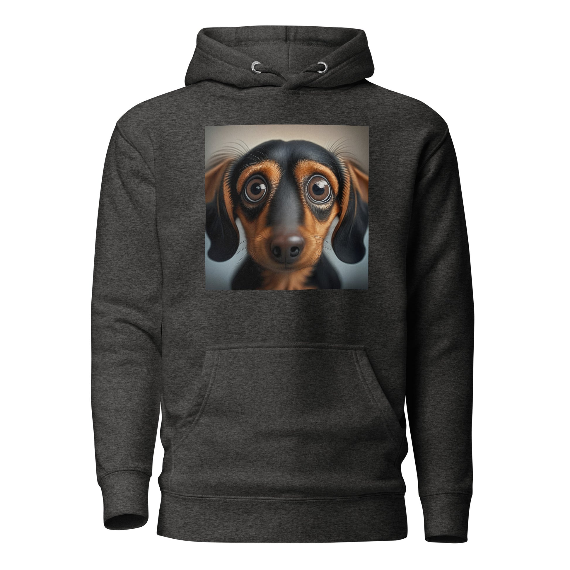 Dachshund with Puppy Dog Eyes Women's Weiner Dog Hoodie Charcoal Heather