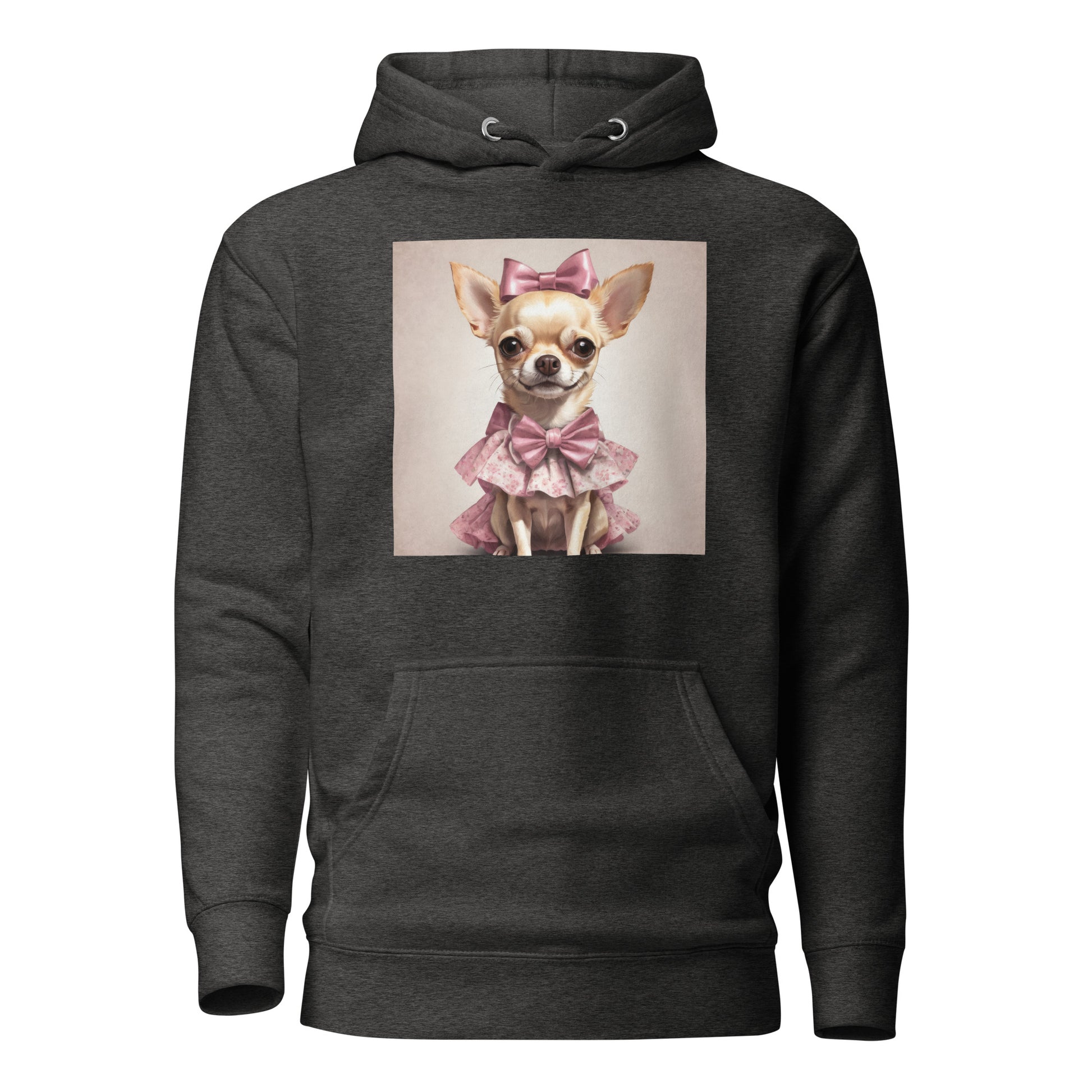 Chihuahua in Pink Dress Women's Dog Lover Hoodie Charcoal Heather